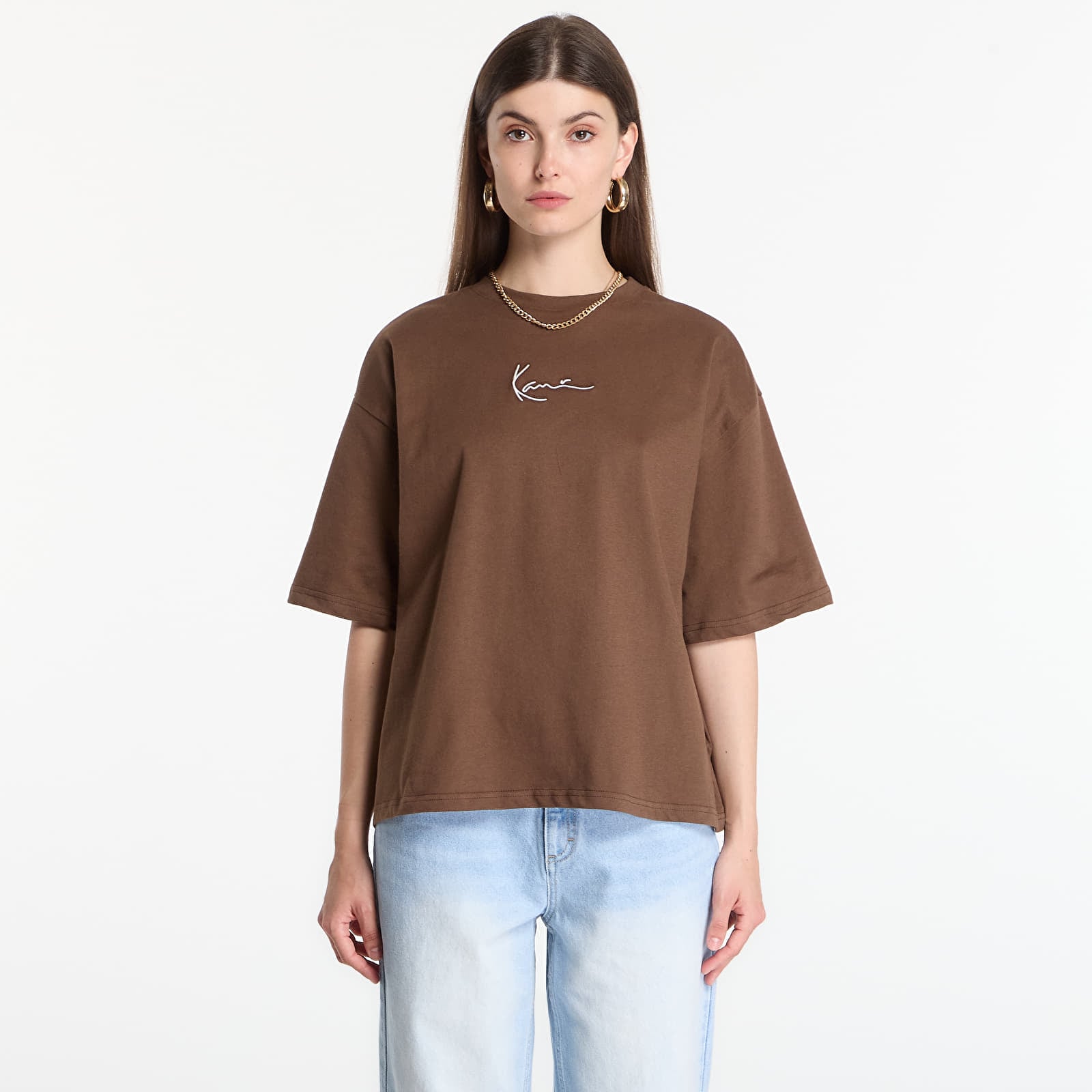 Marškinėliai Karl Kani Signature Stencil Peached Oversized T-Shirt Brown