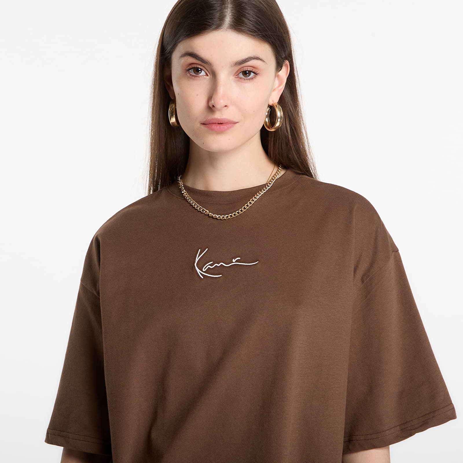 Marškinėliai Karl Kani Signature Stencil Peached Oversized T-Shirt Brown