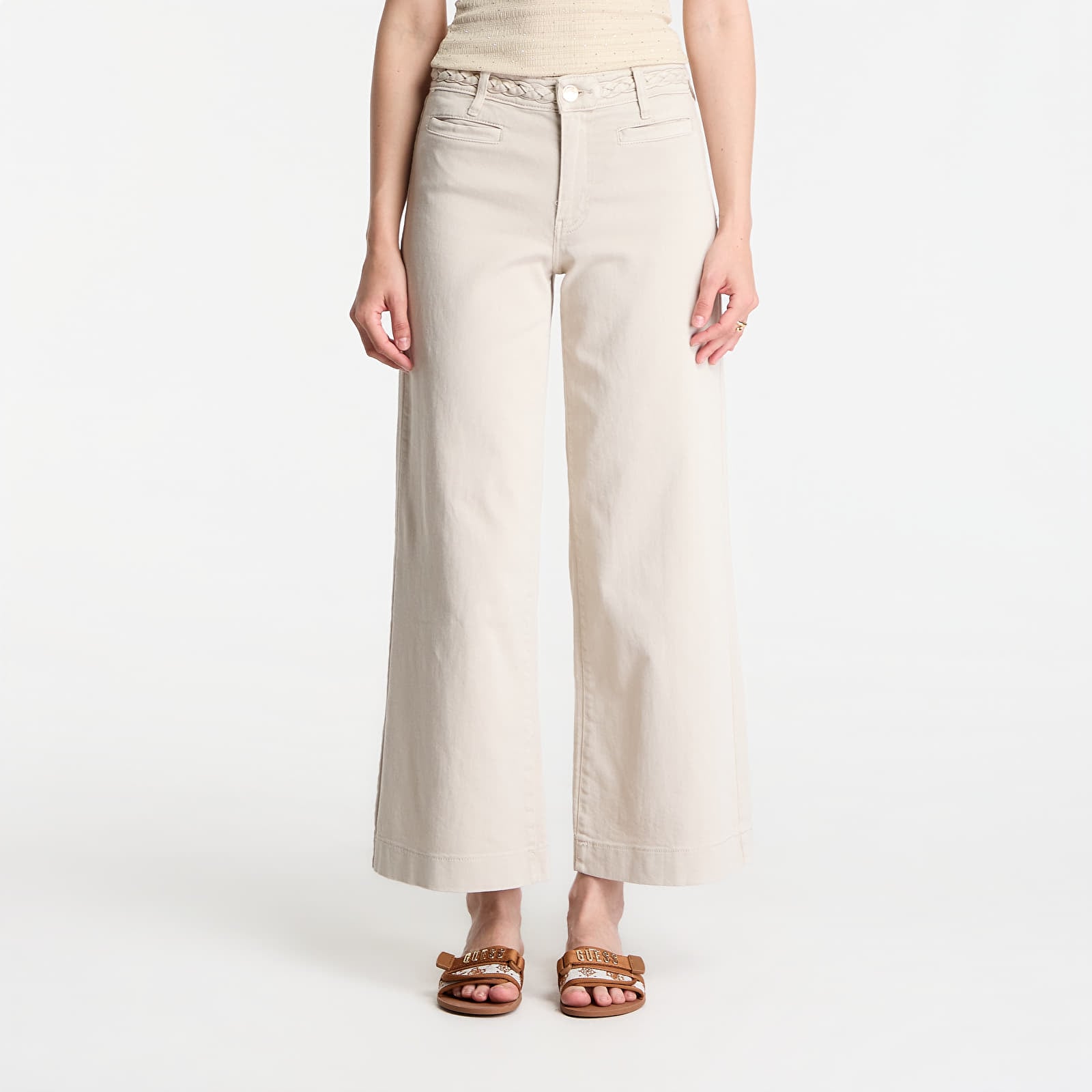 Džíny GUESS Zoya Crop Leg Braided Jeans Lovers Beach