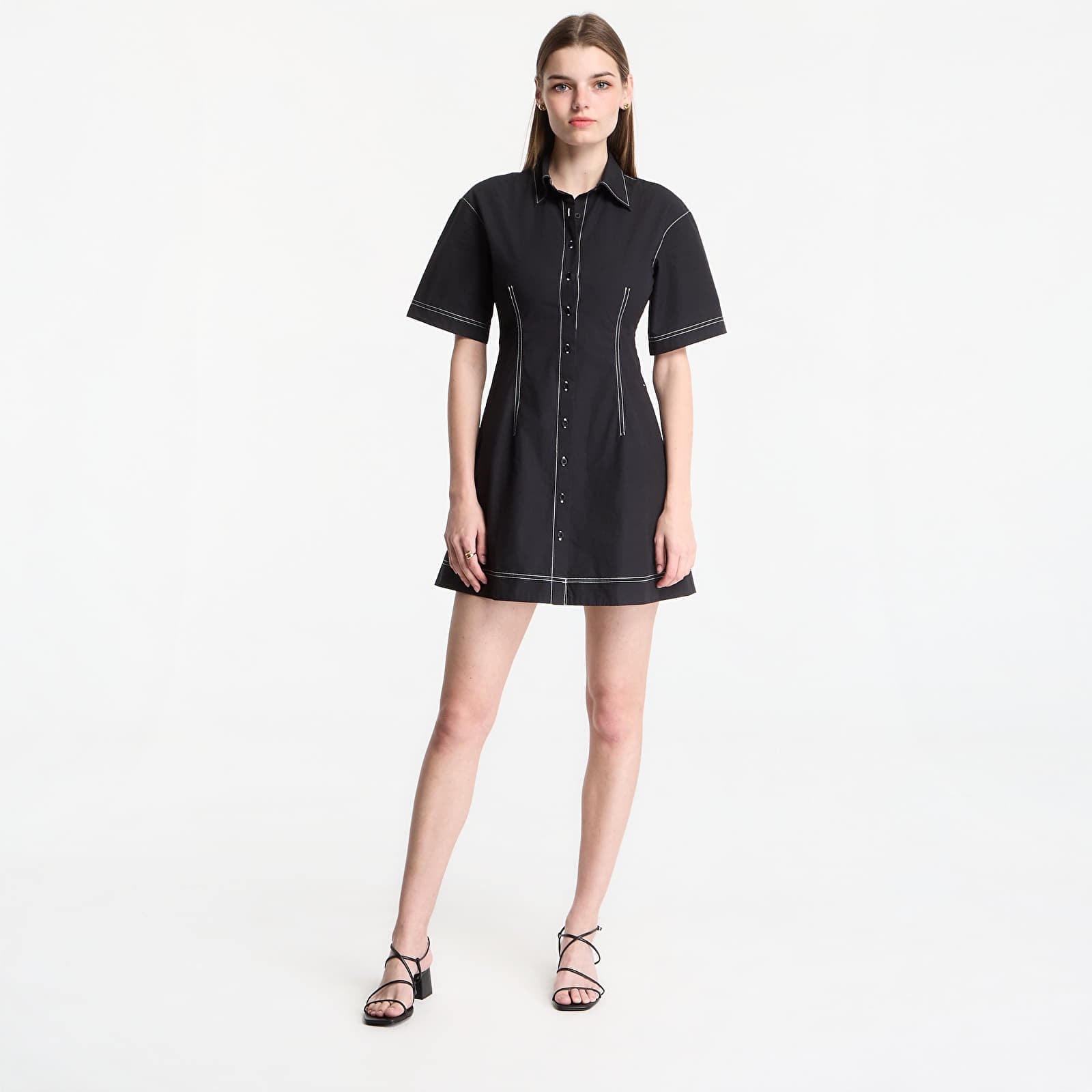 Rochii GAP Ss Fitted Mini Shirtdress Black