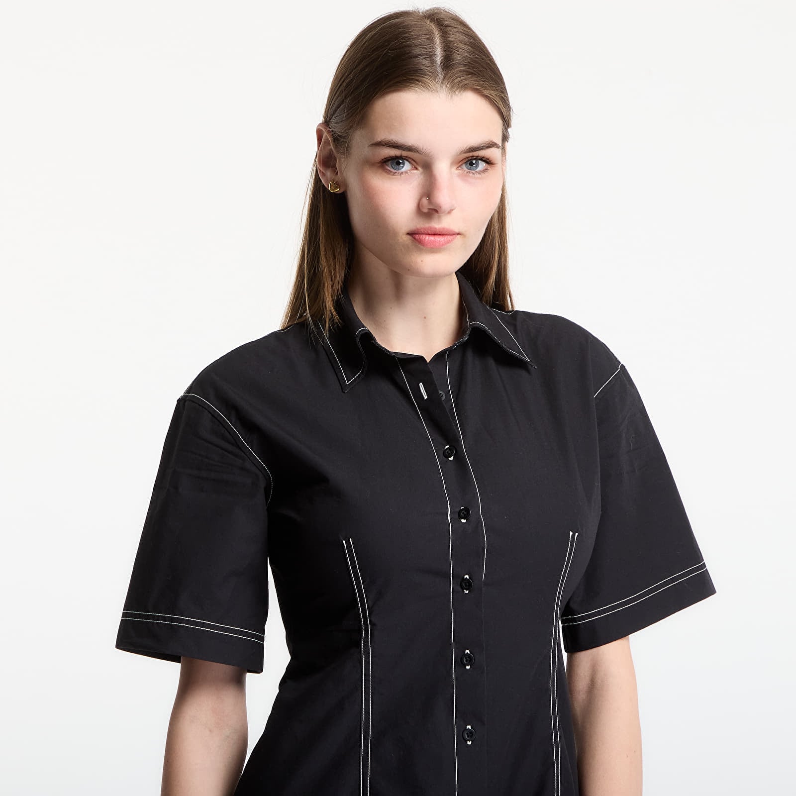 Rochii GAP Ss Fitted Mini Shirtdress Black