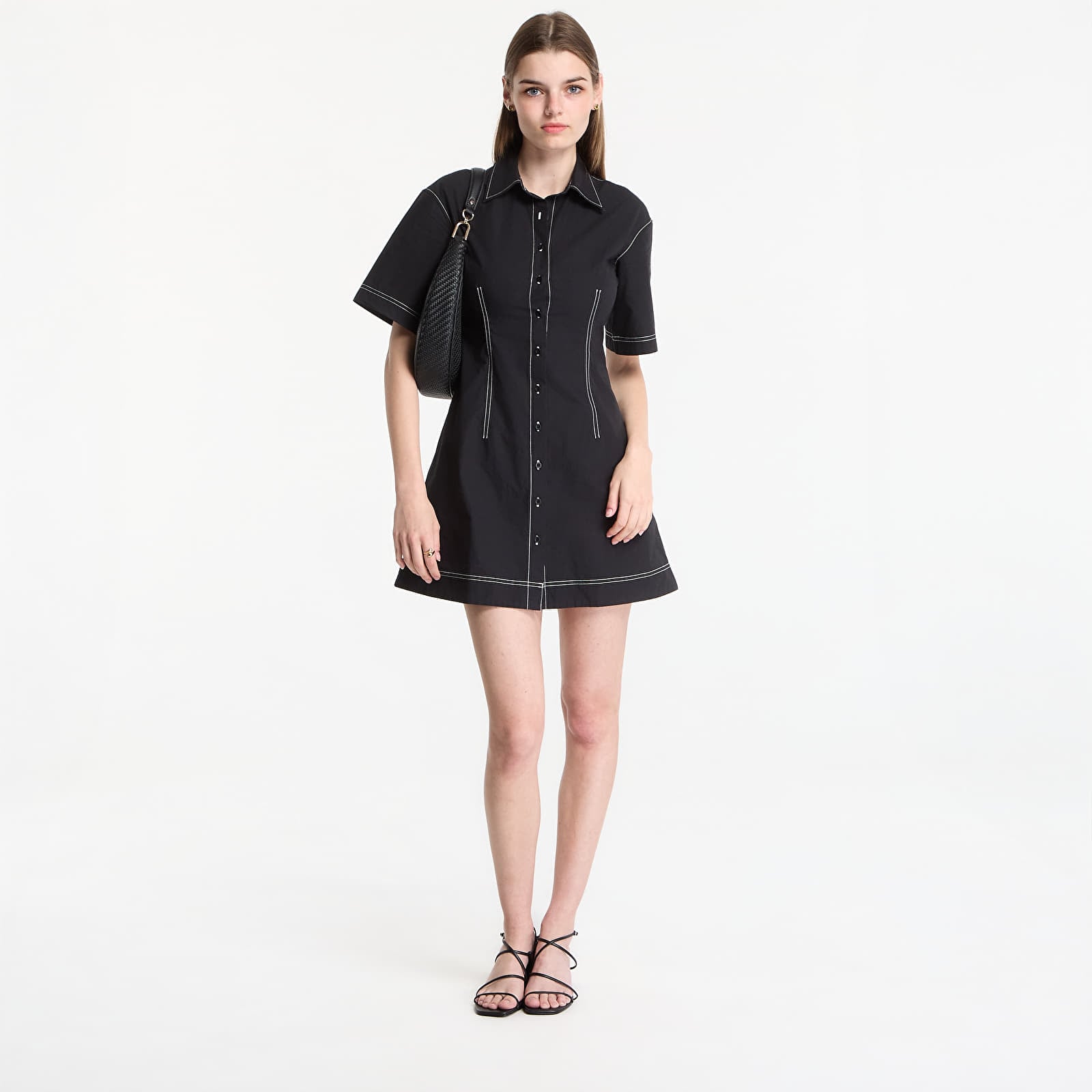 Rochii GAP Ss Fitted Mini Shirtdress Black