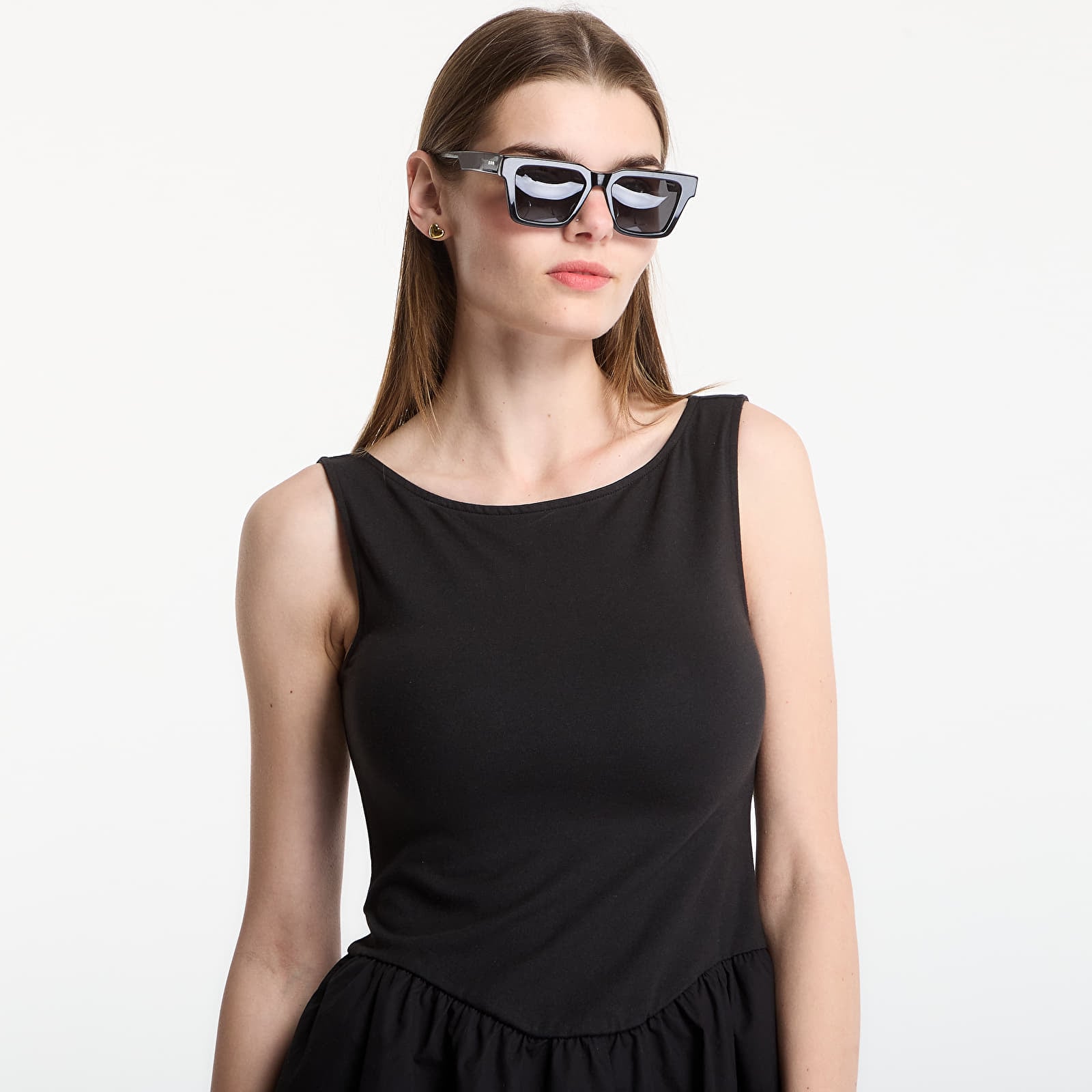 Rochii GAP Sl High Neck Mixed Media Mini Dress Black