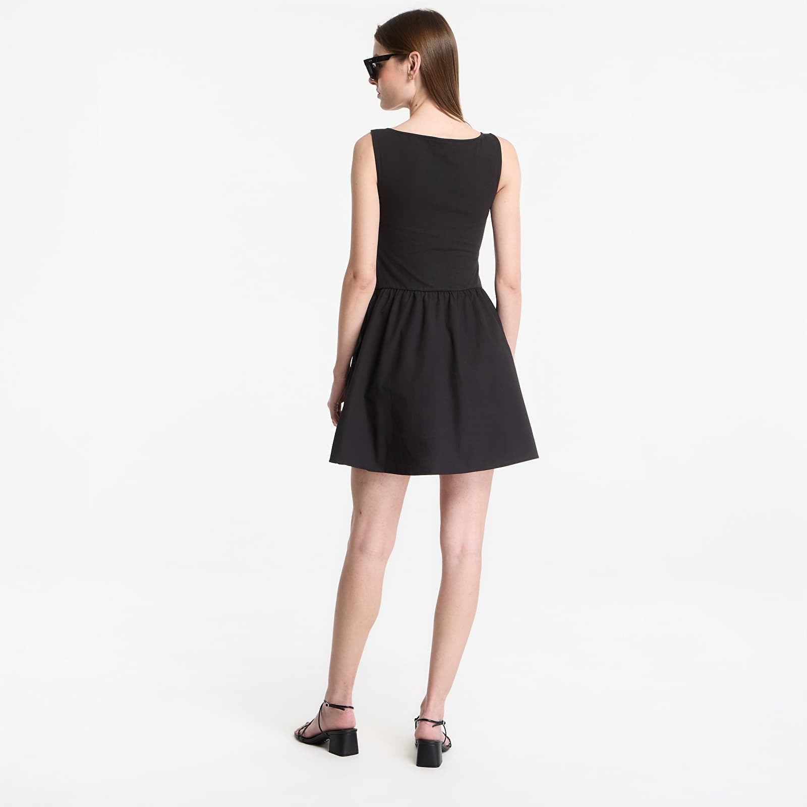 Rochii GAP Sl High Neck Mixed Media Mini Dress Black