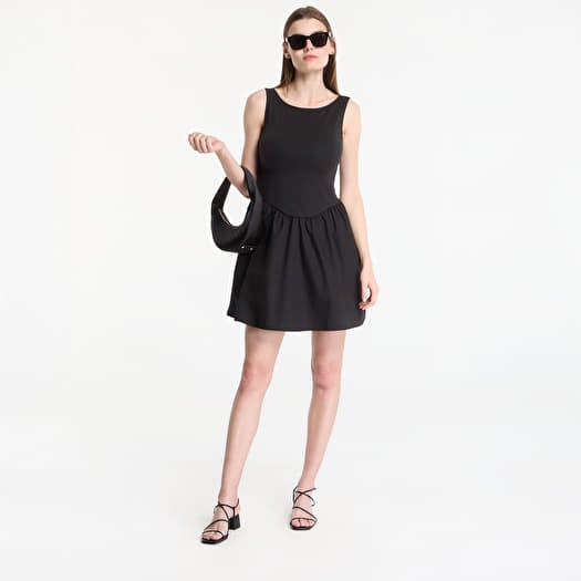 GAP Sl High Neck Mixed Media Mini Dress Black | Queens