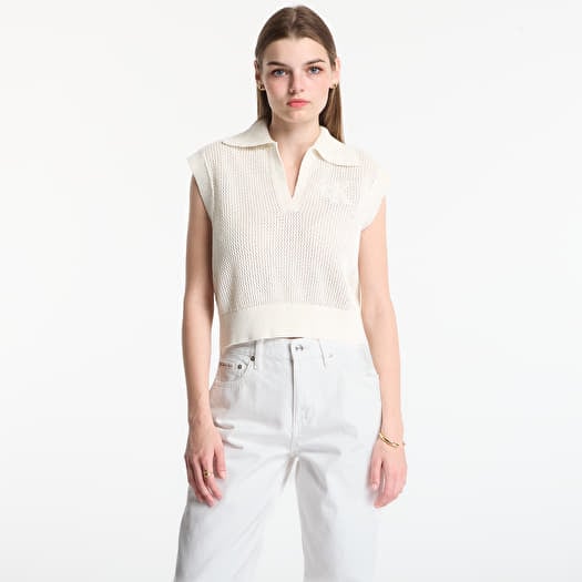 Елек Calvin Klein Jeans Crochet Cropped Vest Tofu