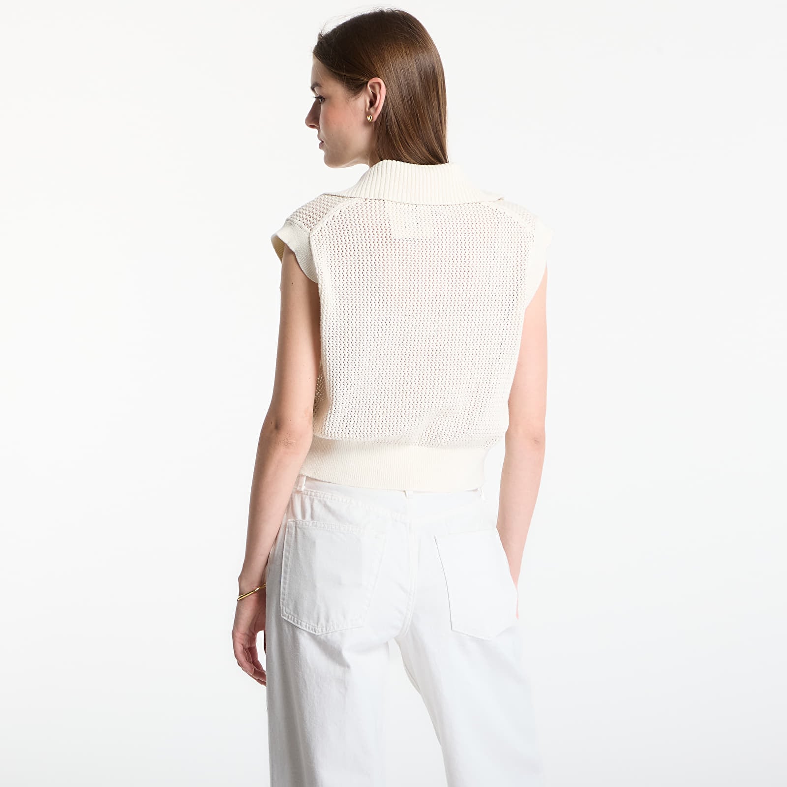 Елеци Calvin Klein Jeans Crochet Cropped Vest Tofu