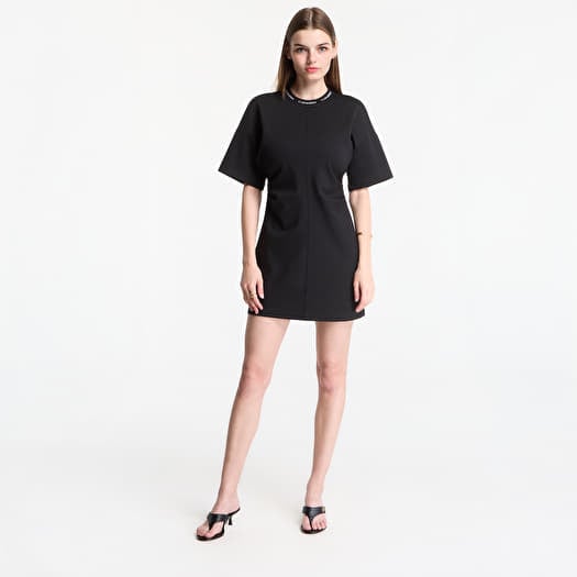 Облекло Calvin Klein Jeans Ss Logo Rib Interlock T-Shirt Dress Black