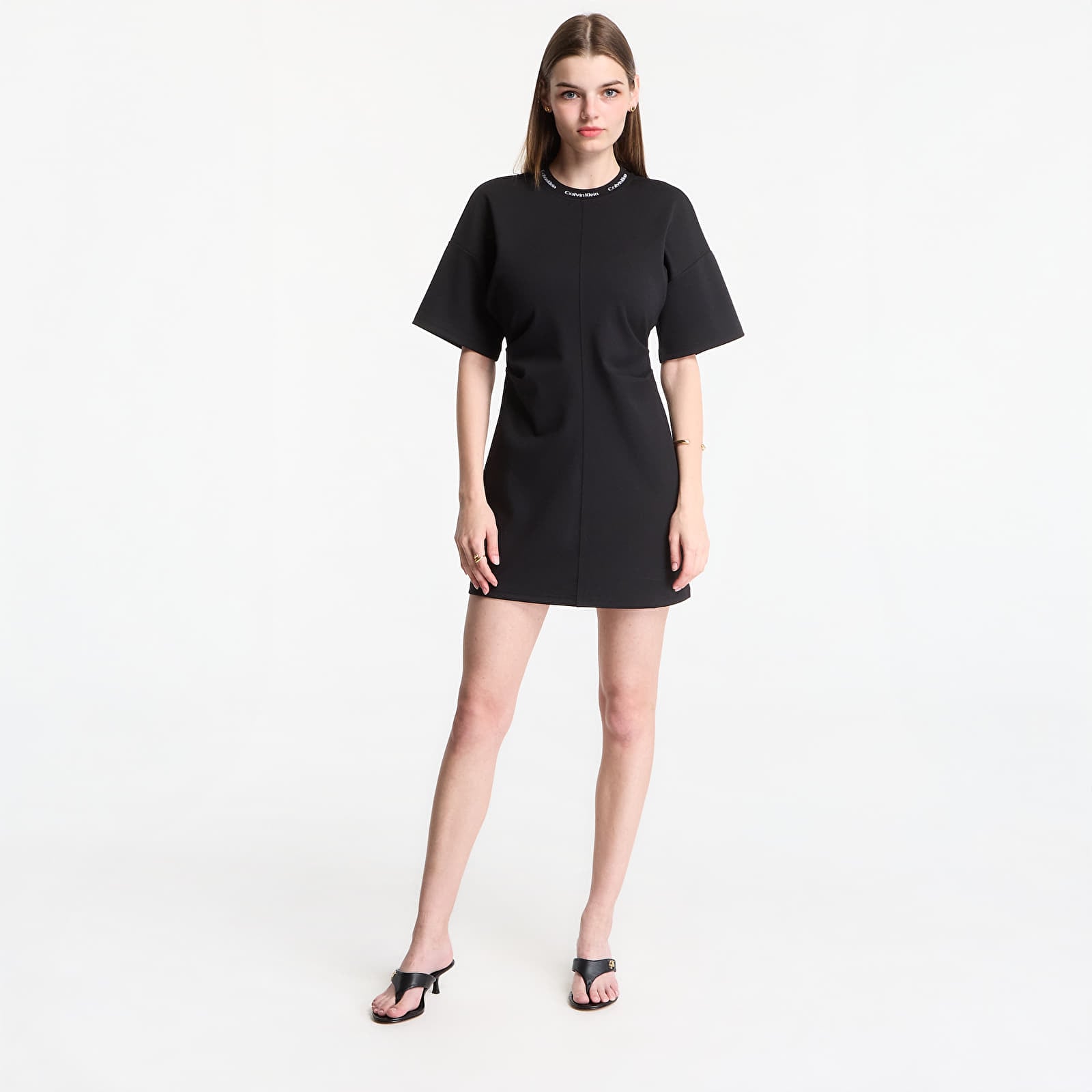 Рокли Calvin Klein Jeans Ss Logo Rib Interlock T-Shirt Dress Black