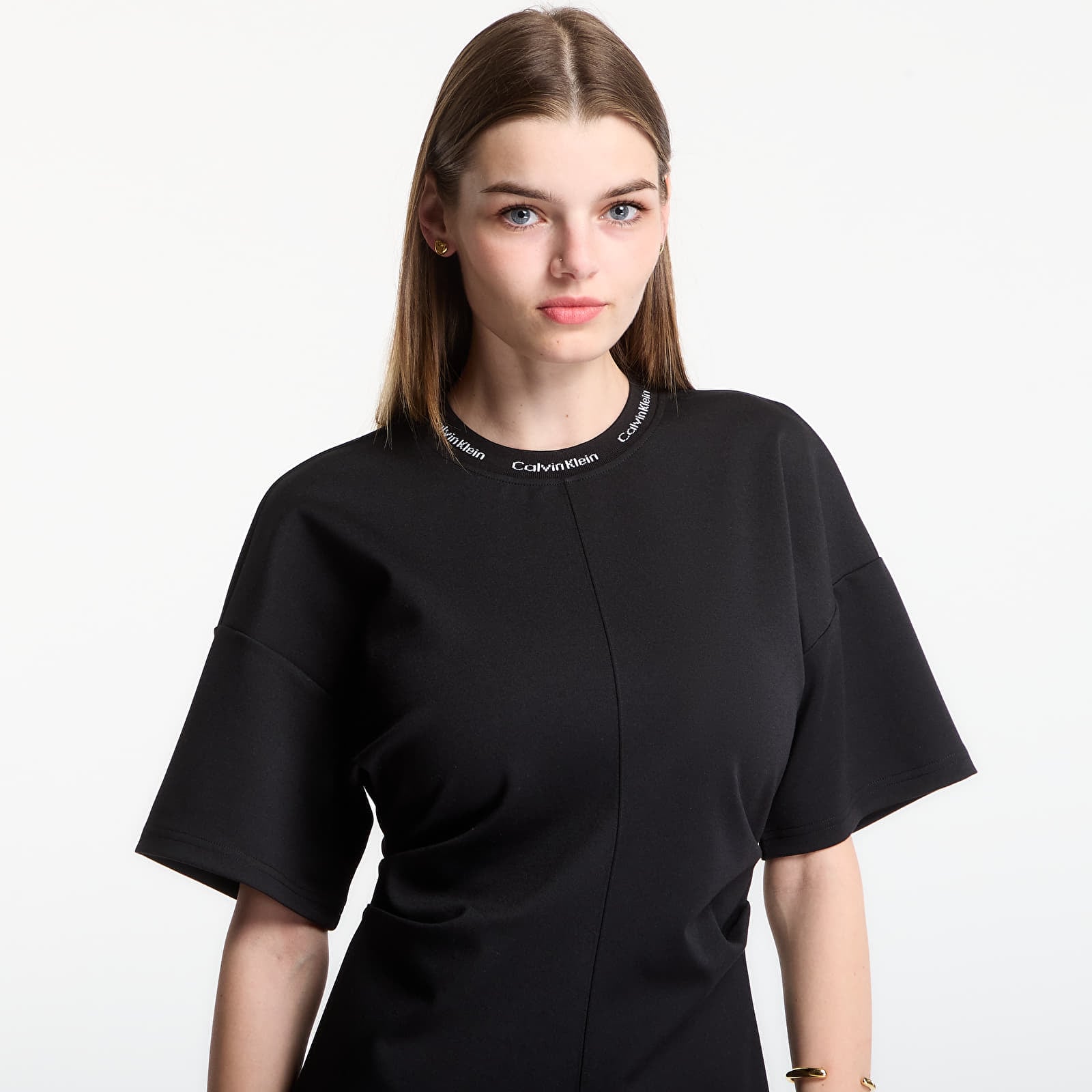 Рокли Calvin Klein Jeans Ss Logo Rib Interlock T-Shirt Dress Black
