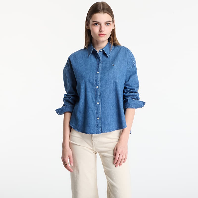 Tommy Hilfiger Light Denim Boxy Shirt Ls Mid Blue Wash