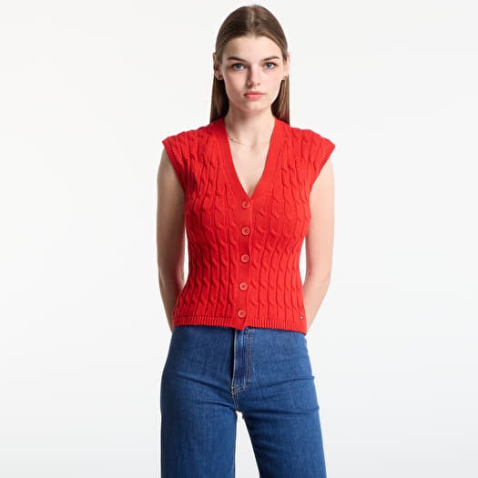 Vest Tommy Hilfiger Mid Gg Cable Vest Cardigan Fire Red