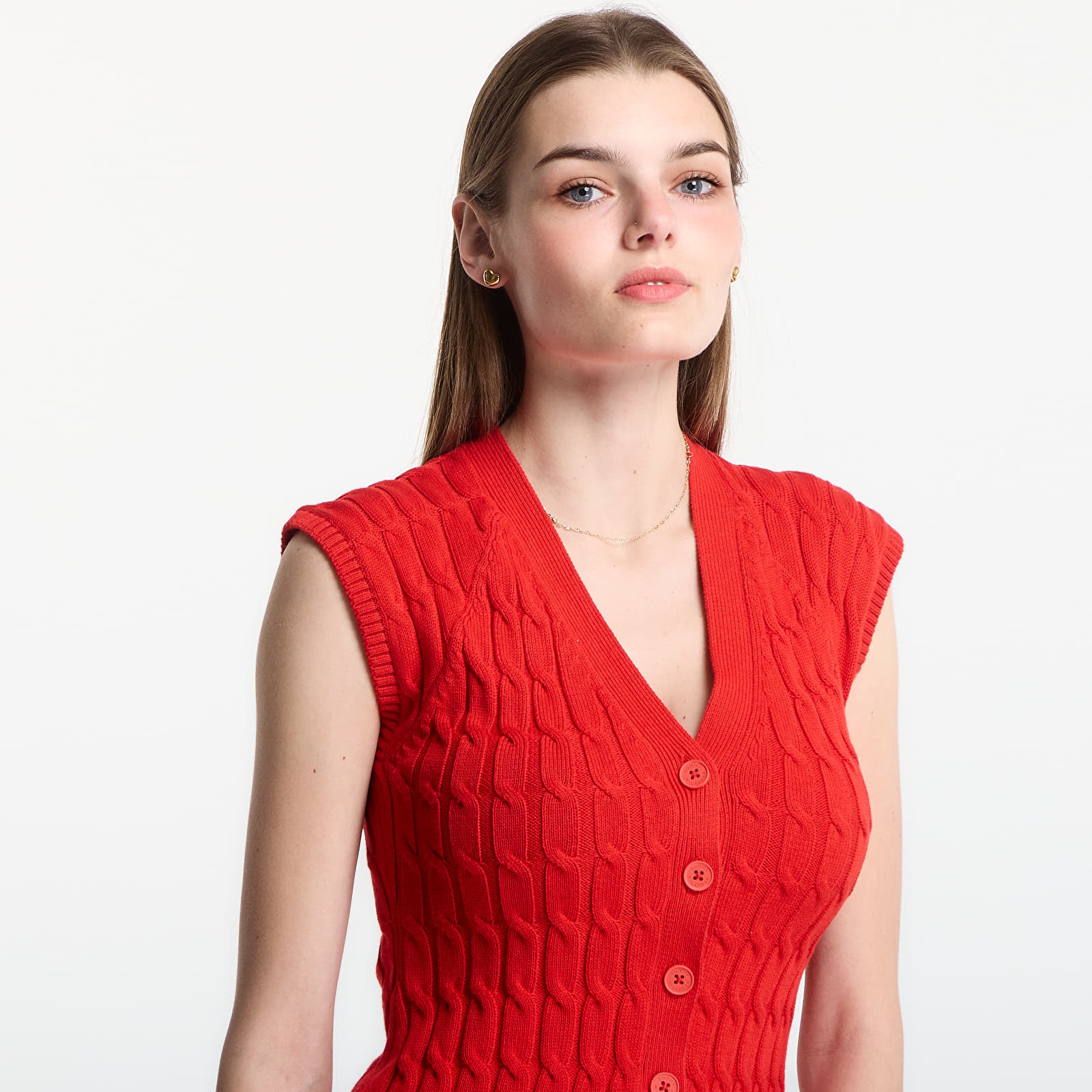 Vests Tommy Hilfiger Mid Gg Cable Vest Cardigan Fire Red