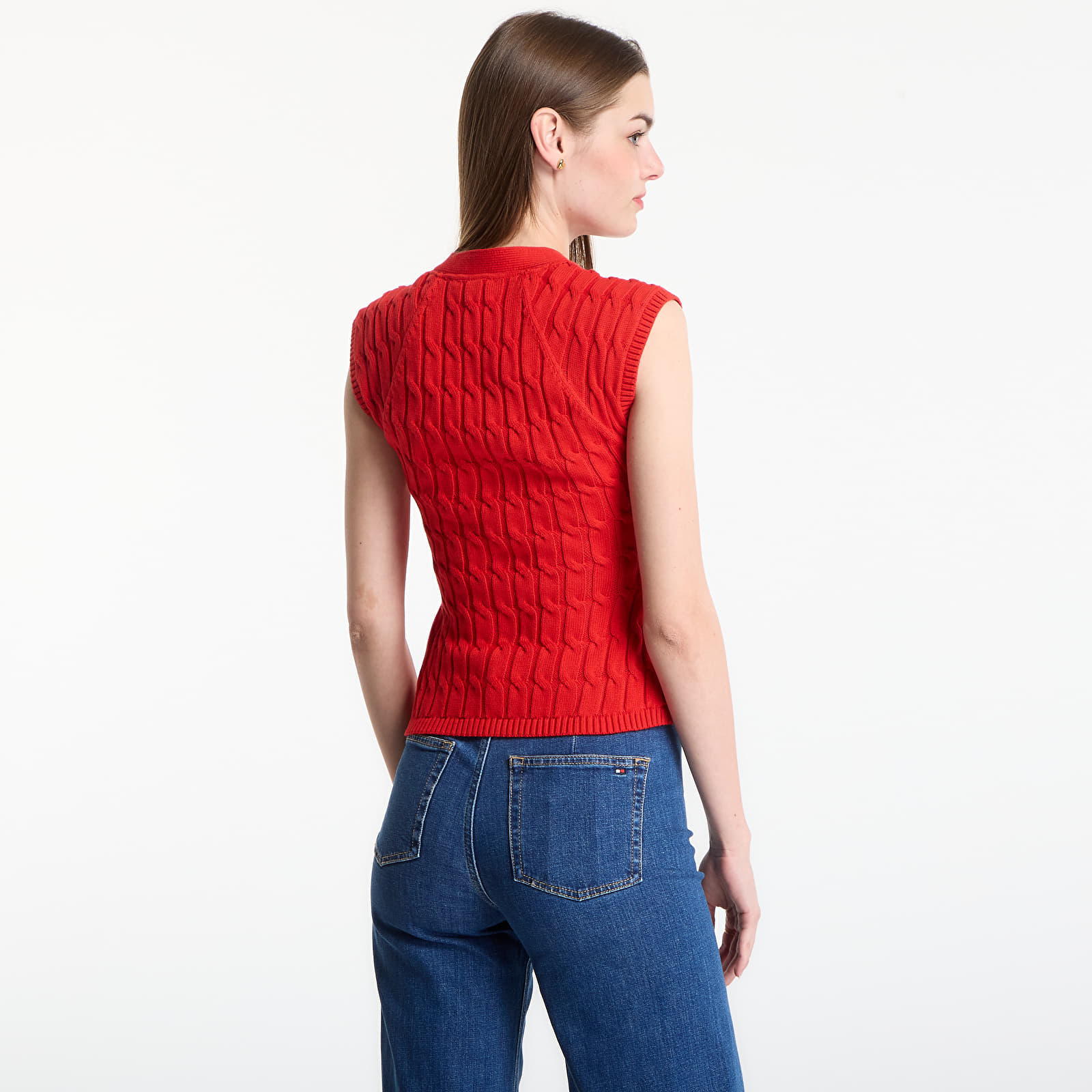 Vests Tommy Hilfiger Mid Gg Cable Vest Cardigan Fire Red