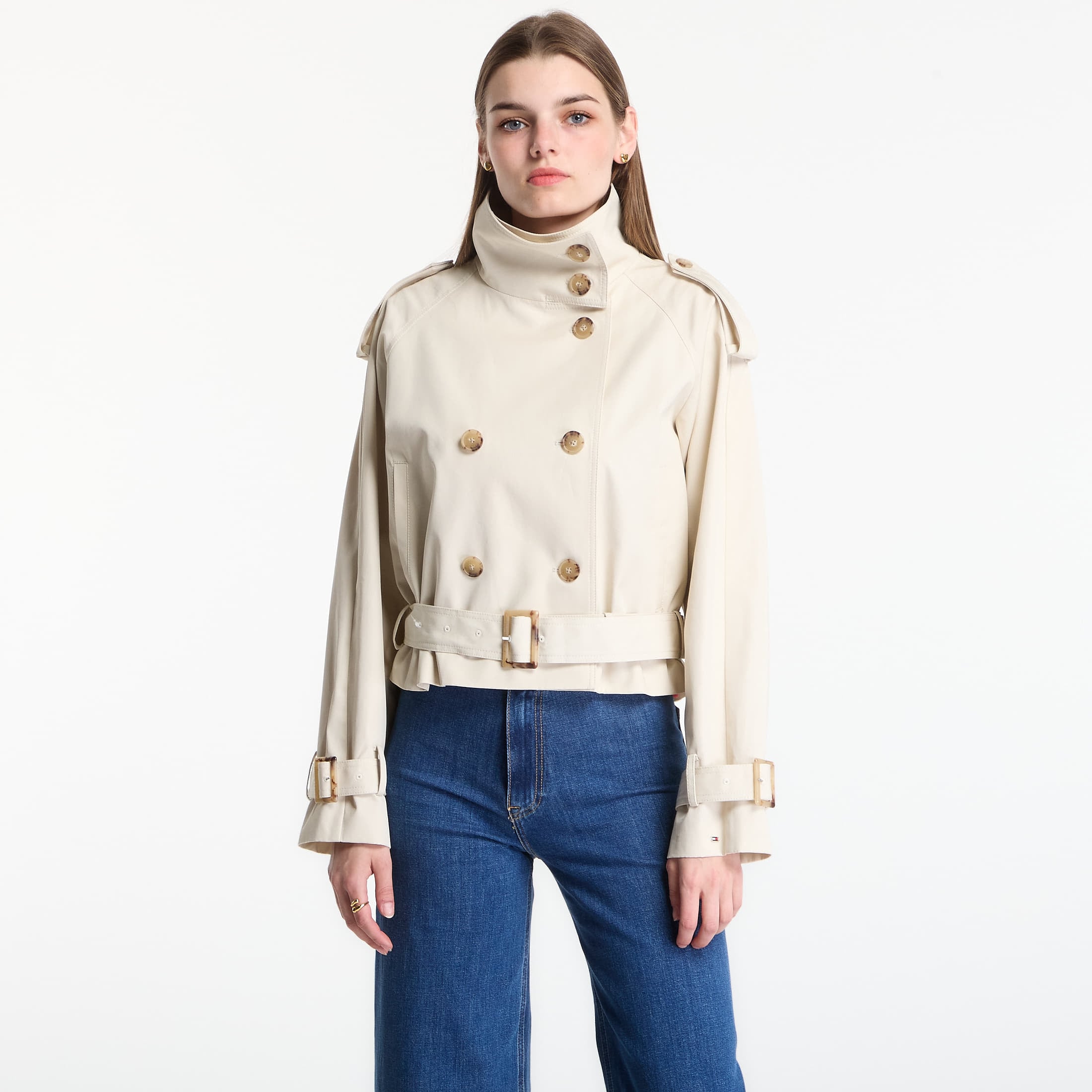 Jacket Tommy Hilfiger Cotton Crop Trench Jacket Light Silt M