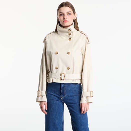 Takki Tommy Hilfiger Cotton Crop Trench Jacket Light Silt