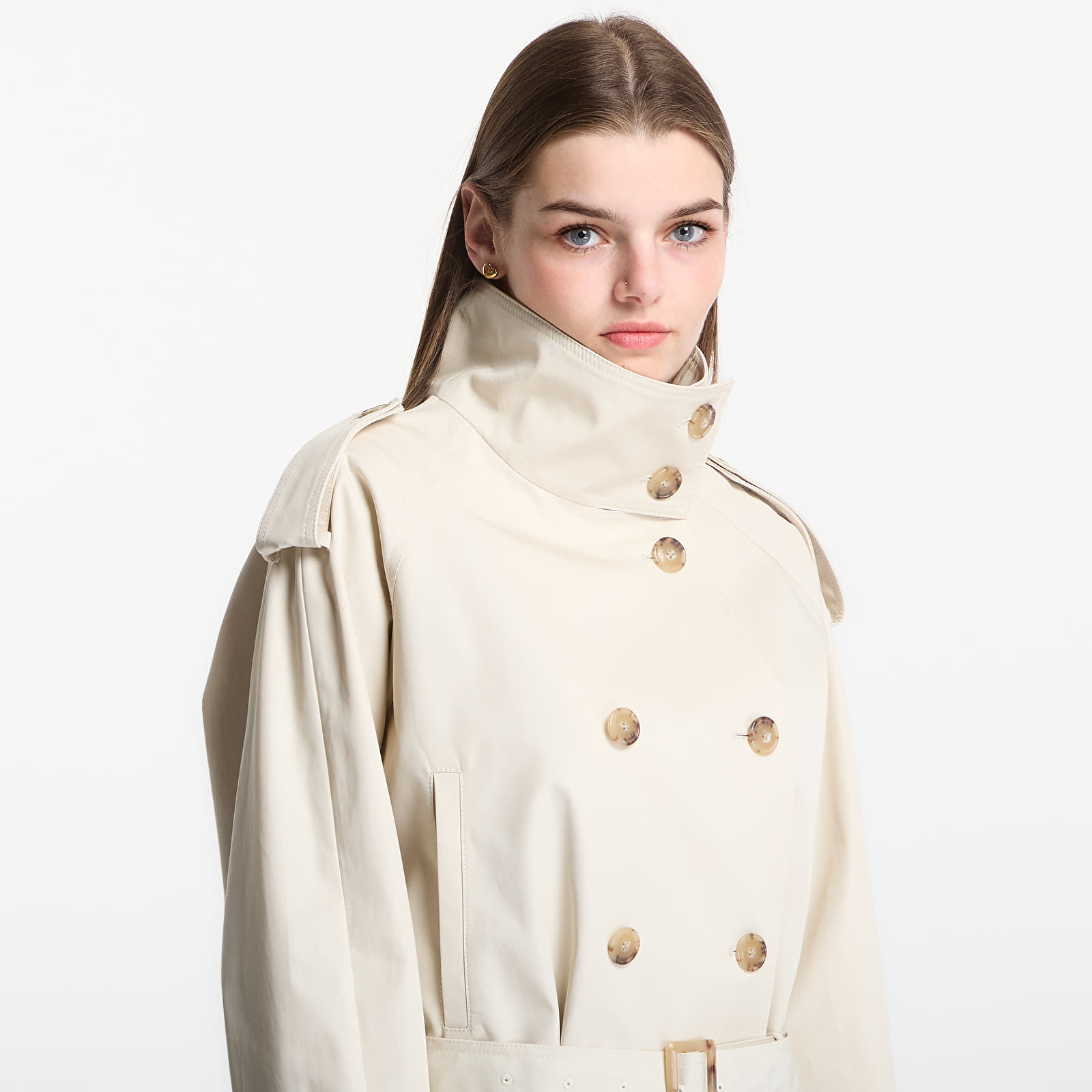 Jacken Tommy Hilfiger Cotton Crop Trench Jacket Light Silt