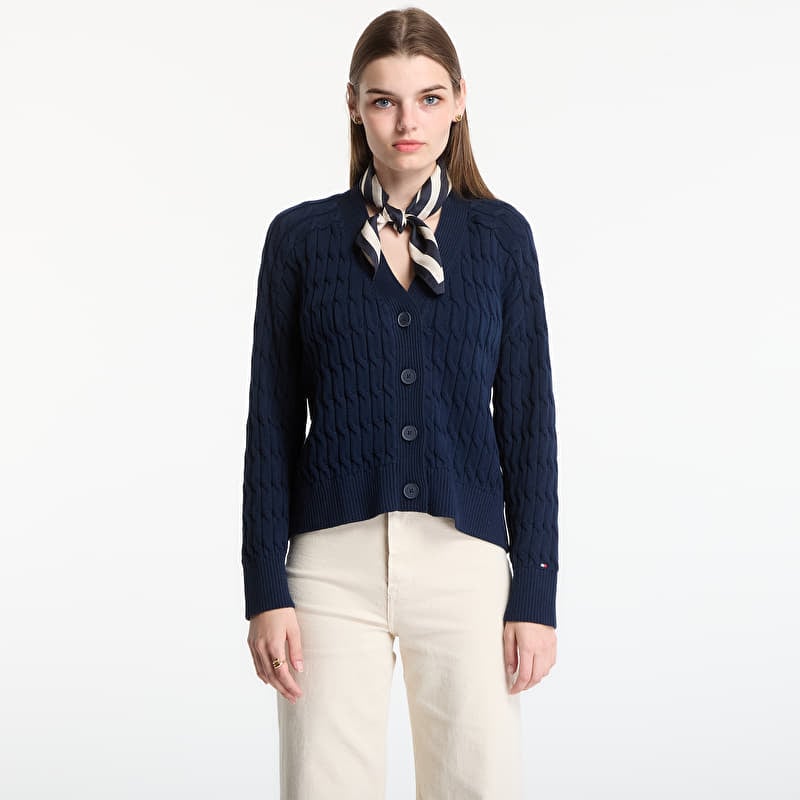 Tommy Hilfiger Mid Gg Cable V-Nk Ls Cardigan Dark Night Navy