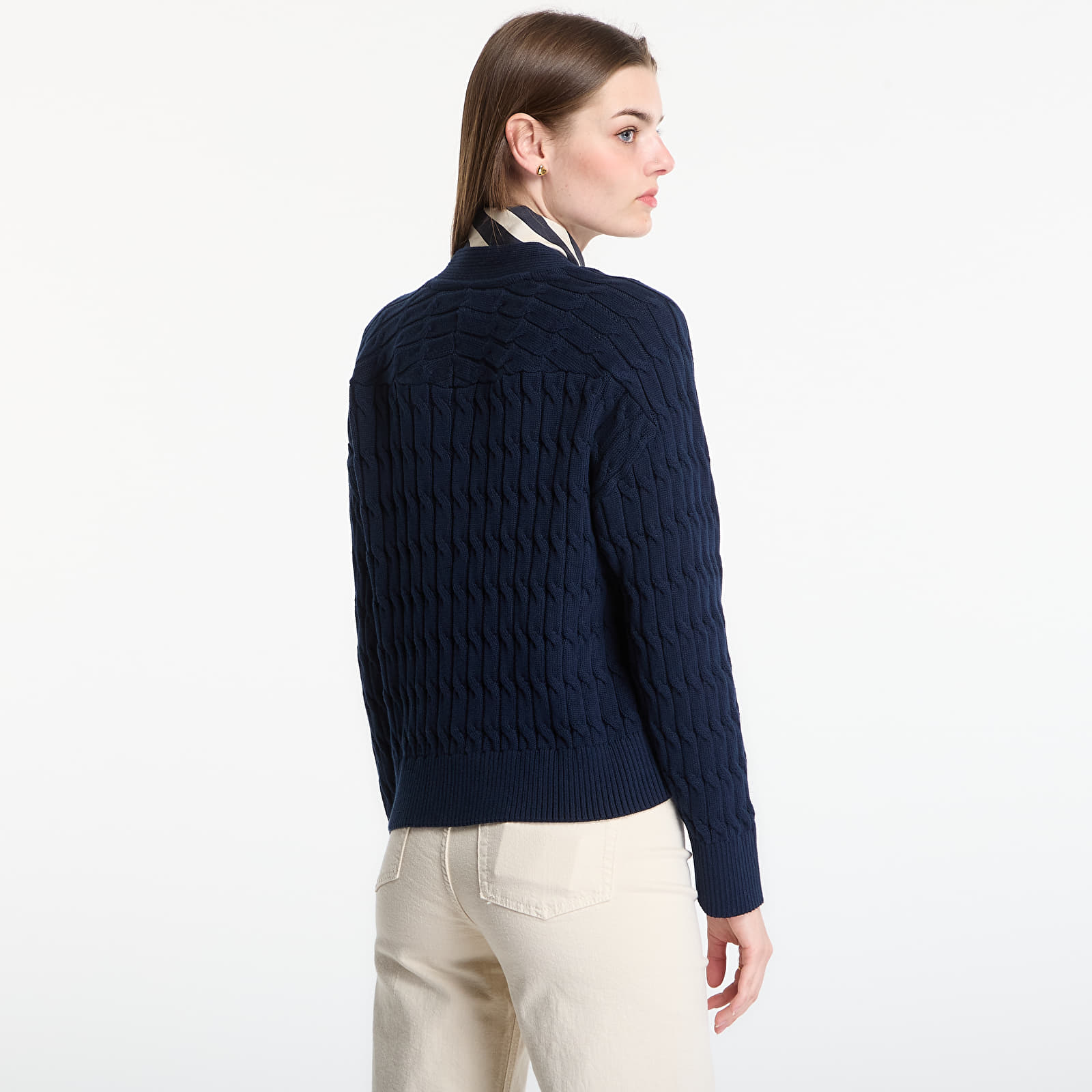 Džemperi Tommy Hilfiger Mid Gg Cable V-Nk Ls Cardigan Dark Night Navy