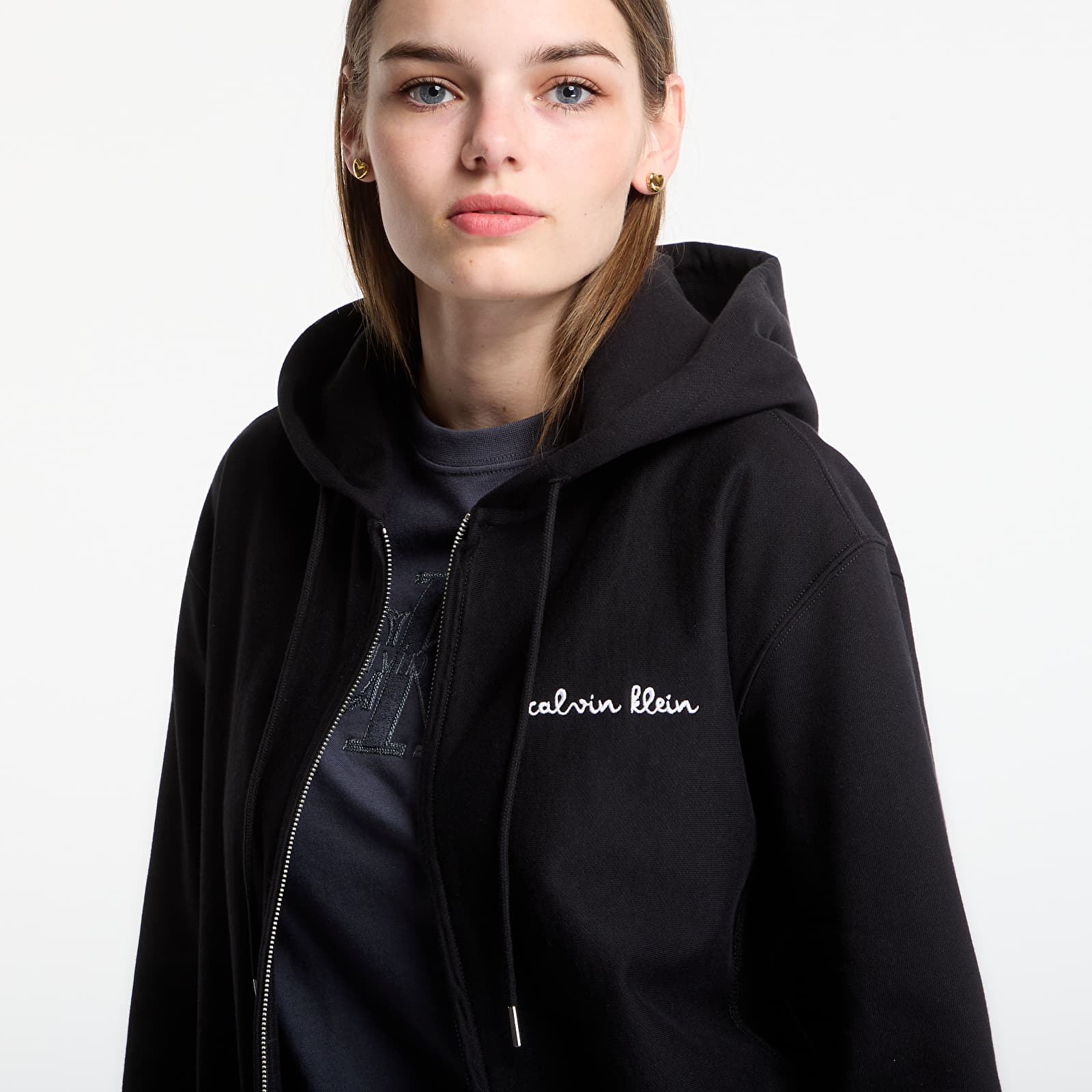 Суичърти Calvin Klein LS Prm Tery Script FZ Hoodie Black