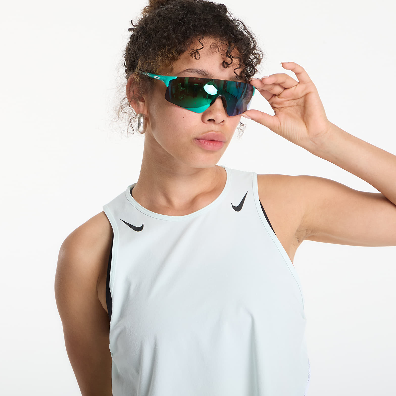 Dámská tílka Nike AeroSwift Women's Dri-FIT ADV Cropped Running Tank Top Barely Green/ Black