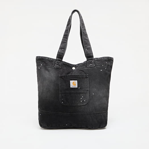 Laukku Carhartt WIP Denim Tote Black Destroy Wash, Splatter