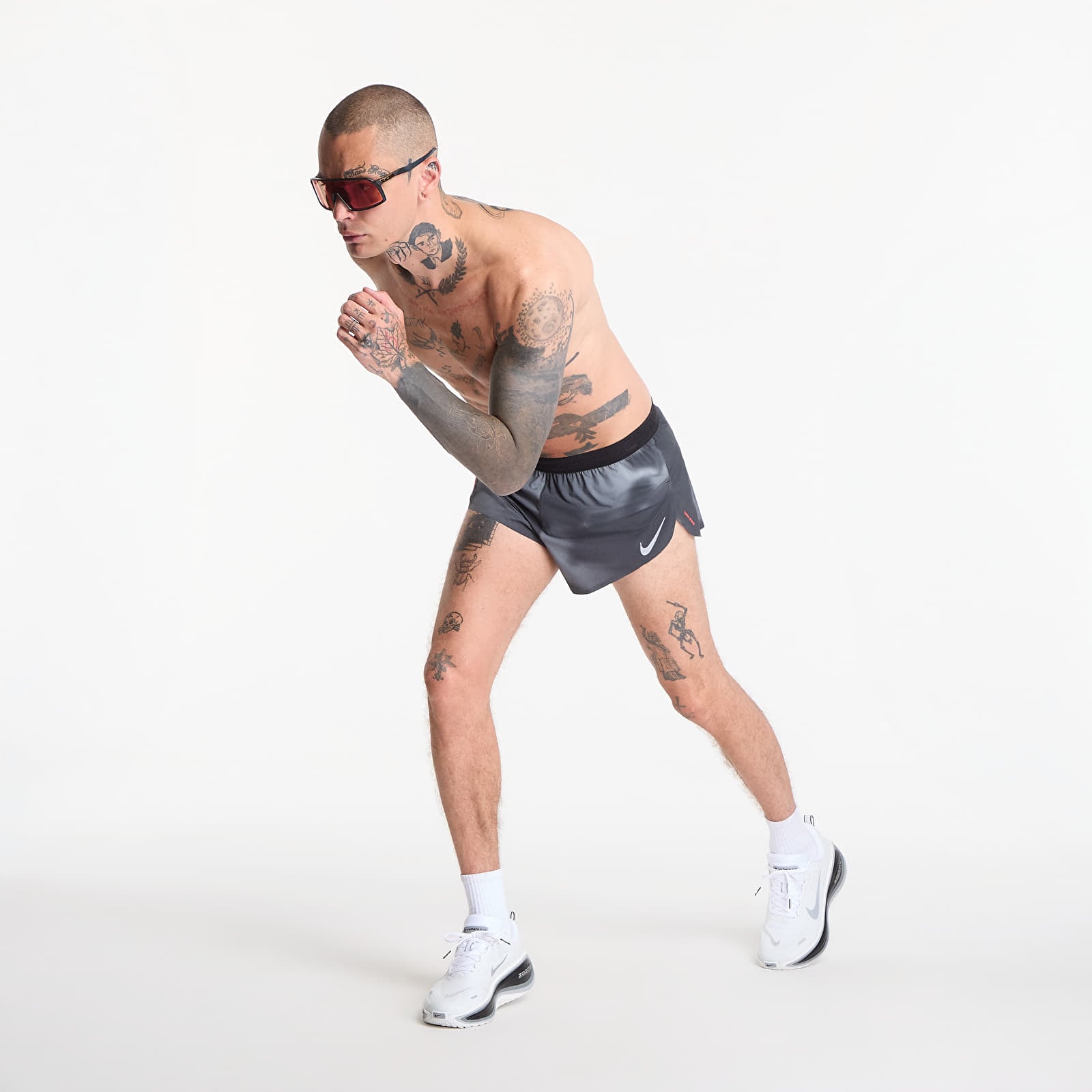 Shorts för män Nike AeroSwift Men's Dri-FIT ADV 2" Brief-Lined Running Shorts Black/ Dk Smoke Grey/ Bright Crimson