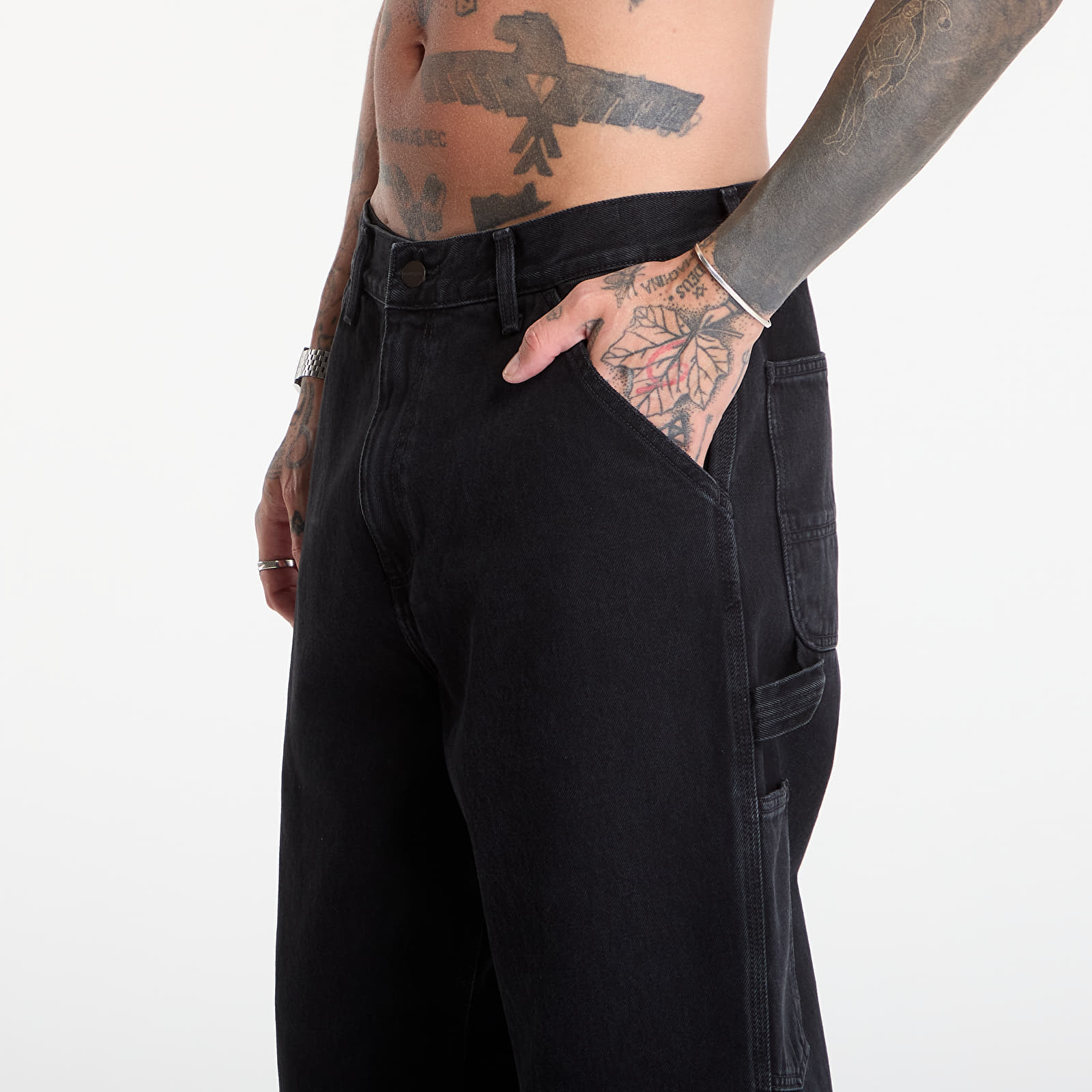 Muške traperice Carhartt WIP Single Knee Pant Black Stone Washed