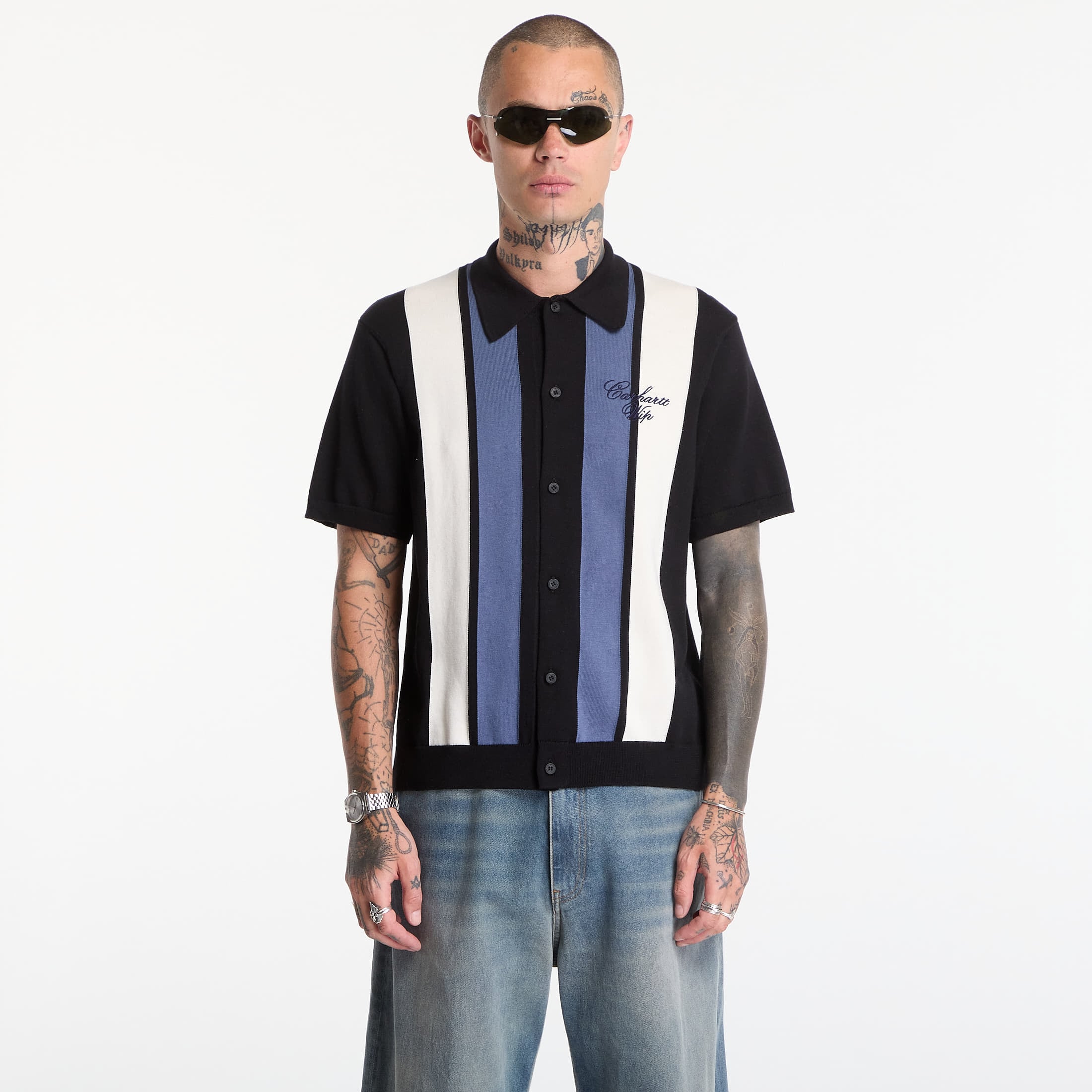 T-shirt Carhartt WIP S/S Mello Knit Shirt UNISEX Mello Stripe/ Black L