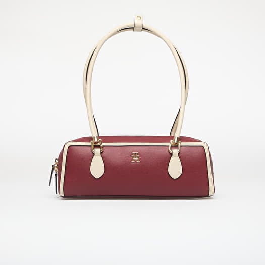 Tommy Hilfiger Grace Shoulder Bag Col Block Velvet Maroon