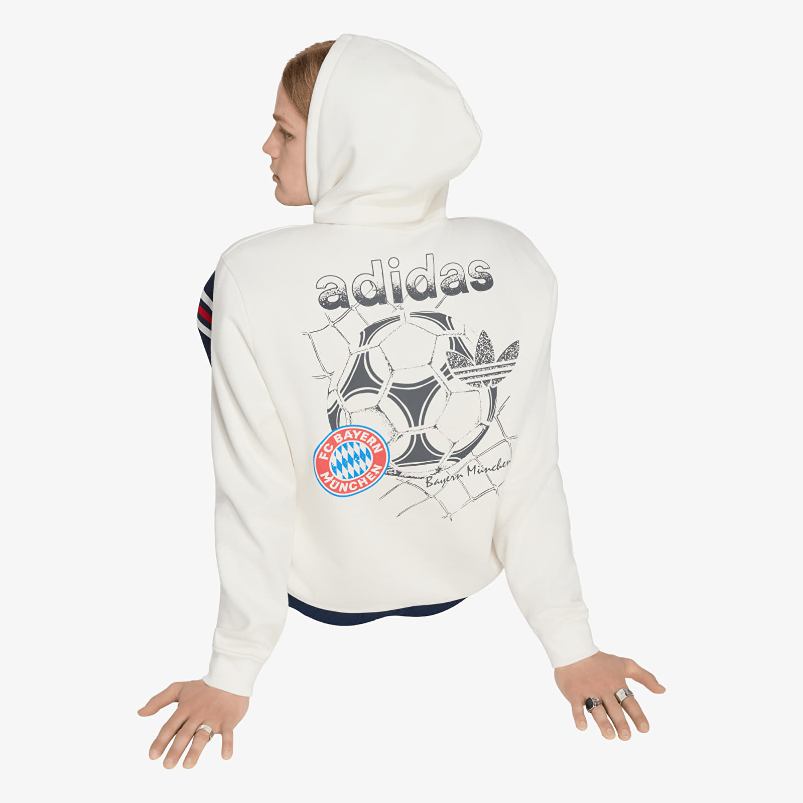 Sweatshirts til mænd adidas Fcb Og2 Gr Hd Core White