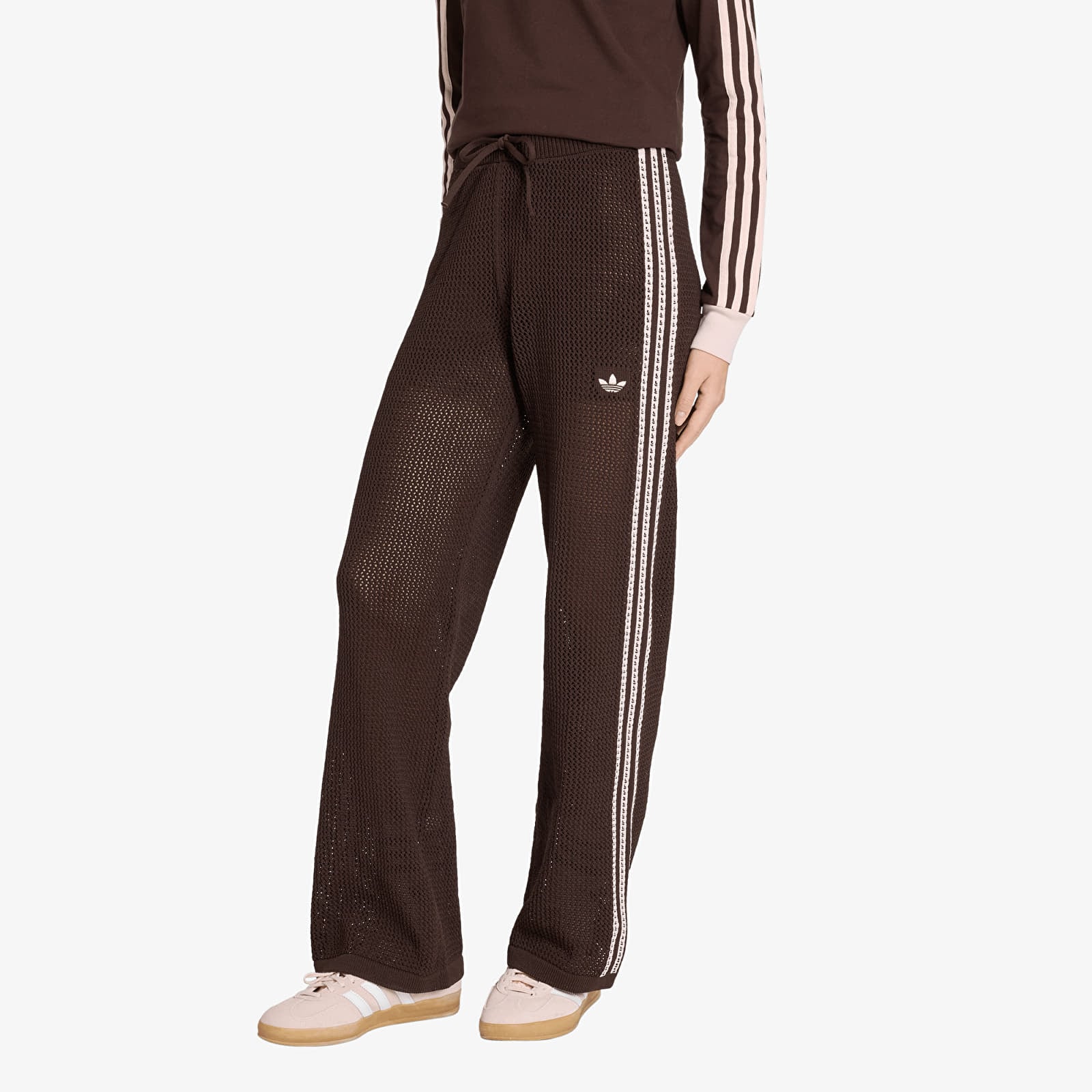 Damen Sweatpants adidas Knitted Crochet Firebird Tracksuit Bottoms Aurora Coffee