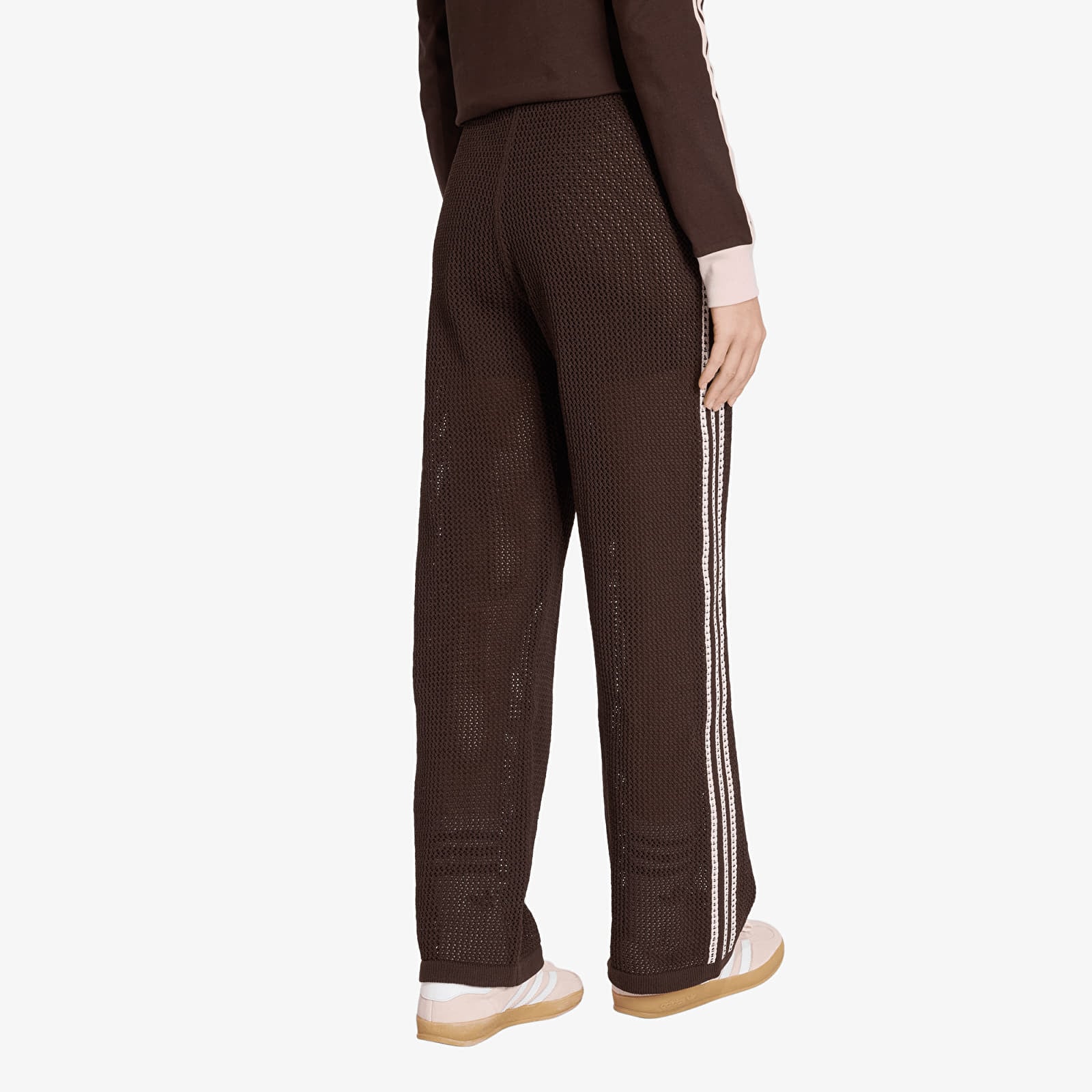 Damen Sweatpants adidas Knitted Crochet Firebird Tracksuit Bottoms Aurora Coffee
