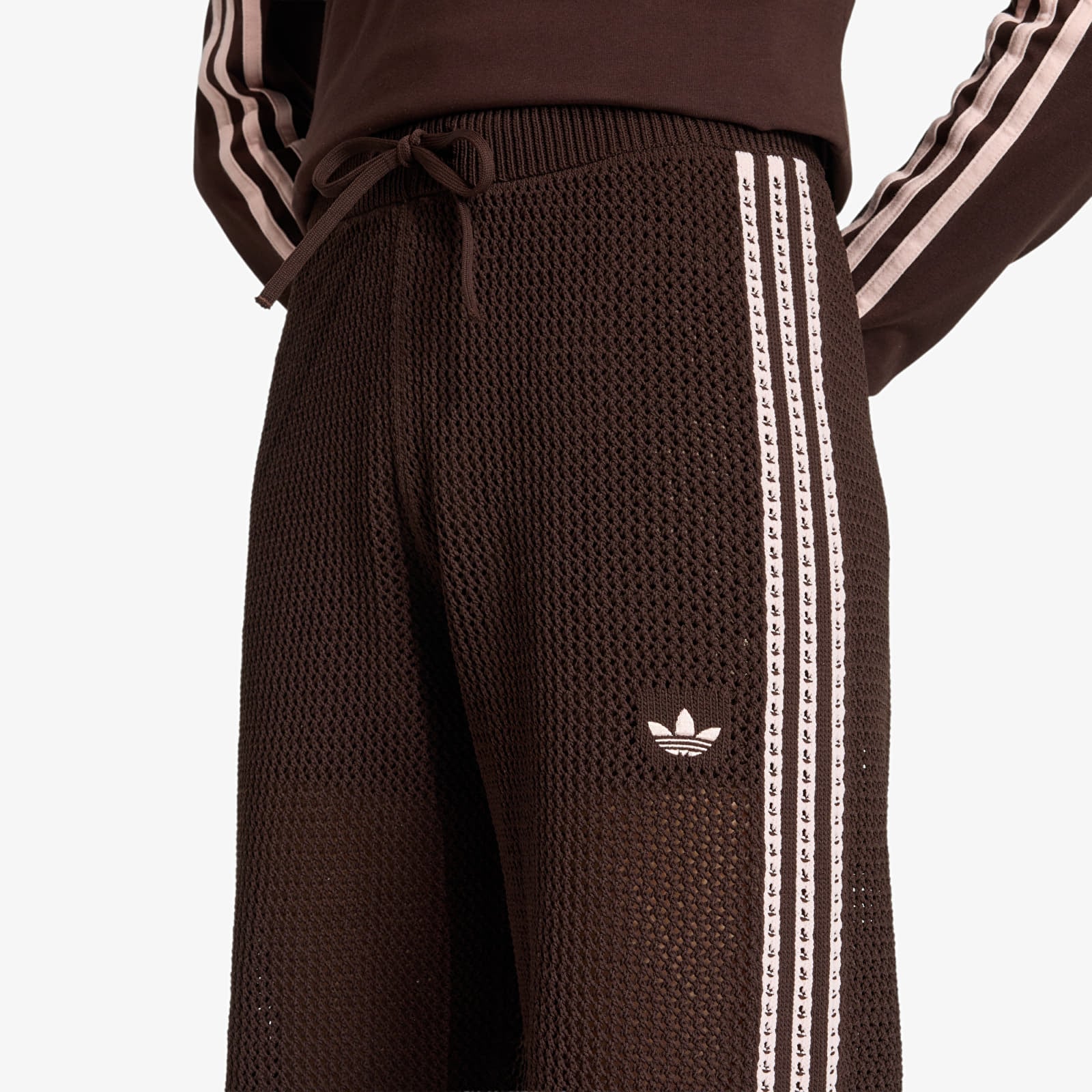 Damen Sweatpants adidas Knitted Crochet Firebird Tracksuit Bottoms Aurora Coffee