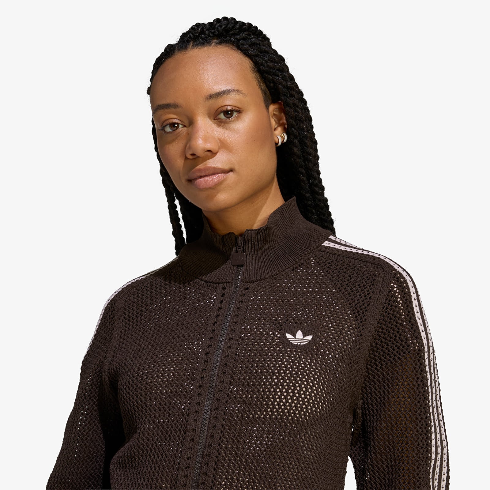 Dukserice adidas Knitted Crochet Firebird Track Top Aurora Coffee