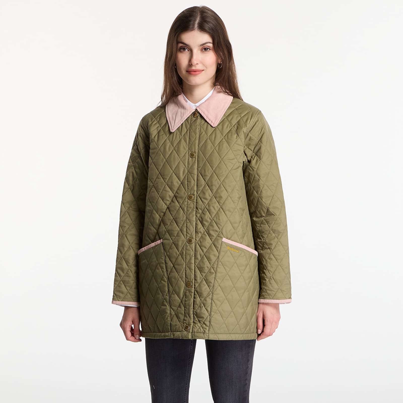 Dámske bundy Barbour Icons Modern Liddesdale Quilted Jacket Bleached Olive/ Ancient/ Gardenia