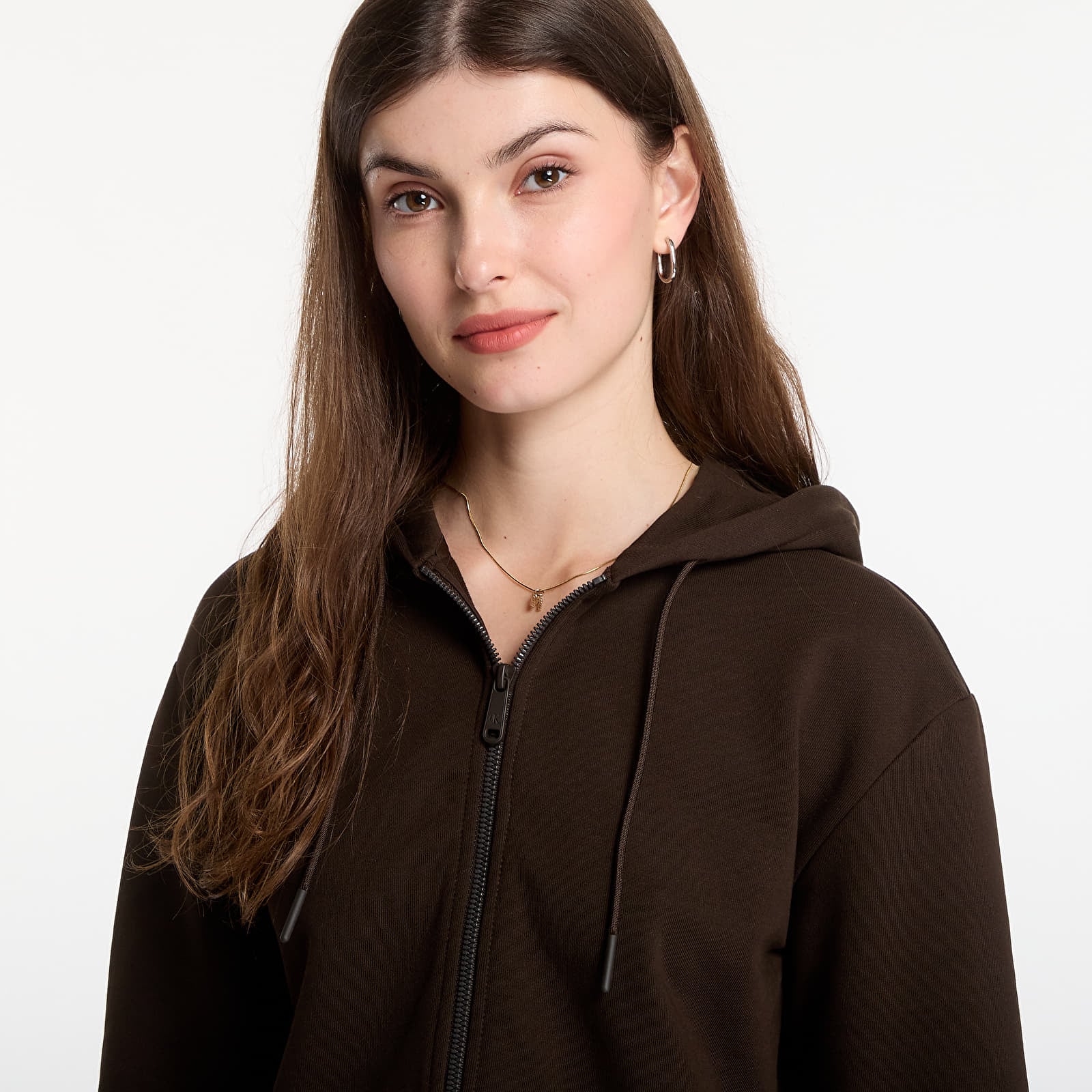 Hoodies and sweatshirts  Calvin Klein Jeans Ls Terry Logo Waist Cropped Fz Hoodie Dark Coffee