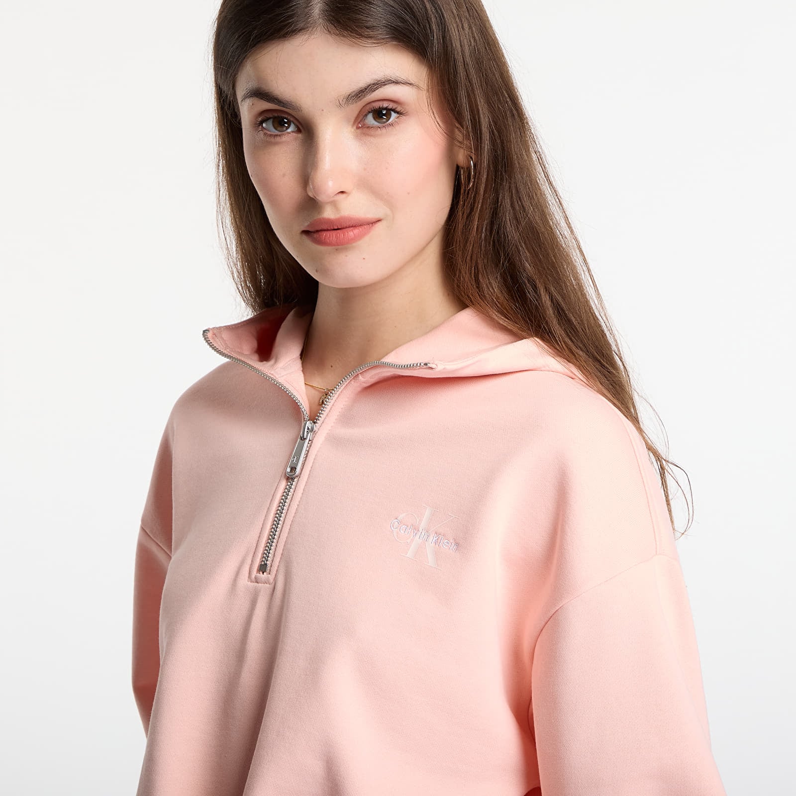 Hoodies and sweatshirts  Calvin Klein Jeans Ls Monologo Terry Cropped Tie Hoodie Peachy Day