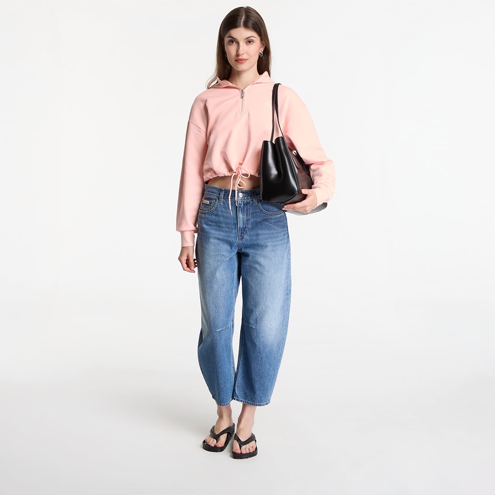 Hoodies and sweatshirts  Calvin Klein Jeans Ls Monologo Terry Cropped Tie Hoodie Peachy Day
