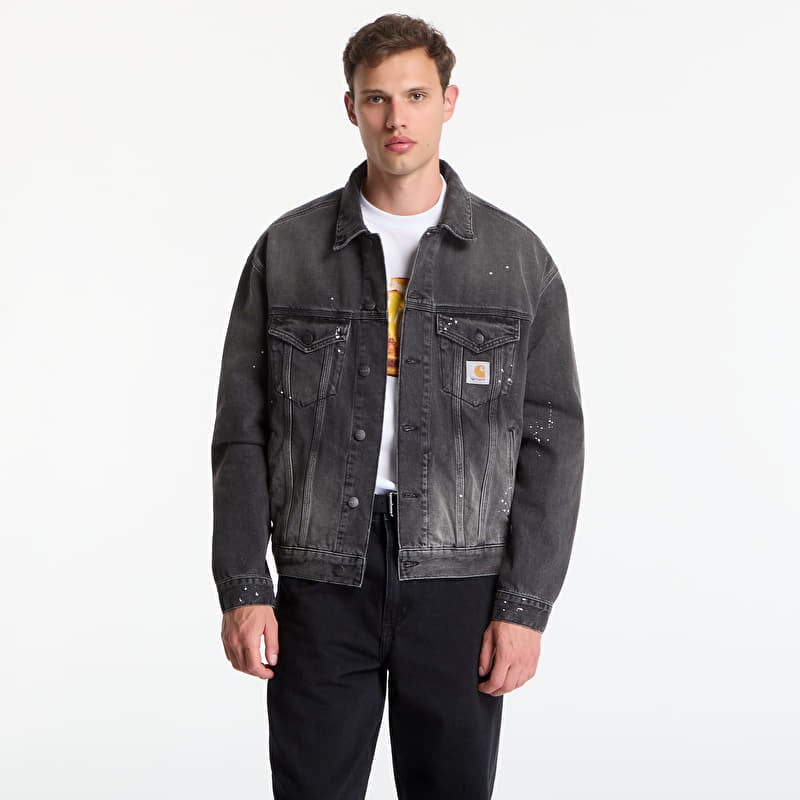 Veste Carhartt WIP Helston Jacket UNISEX Black Destroy Wash, Splatter