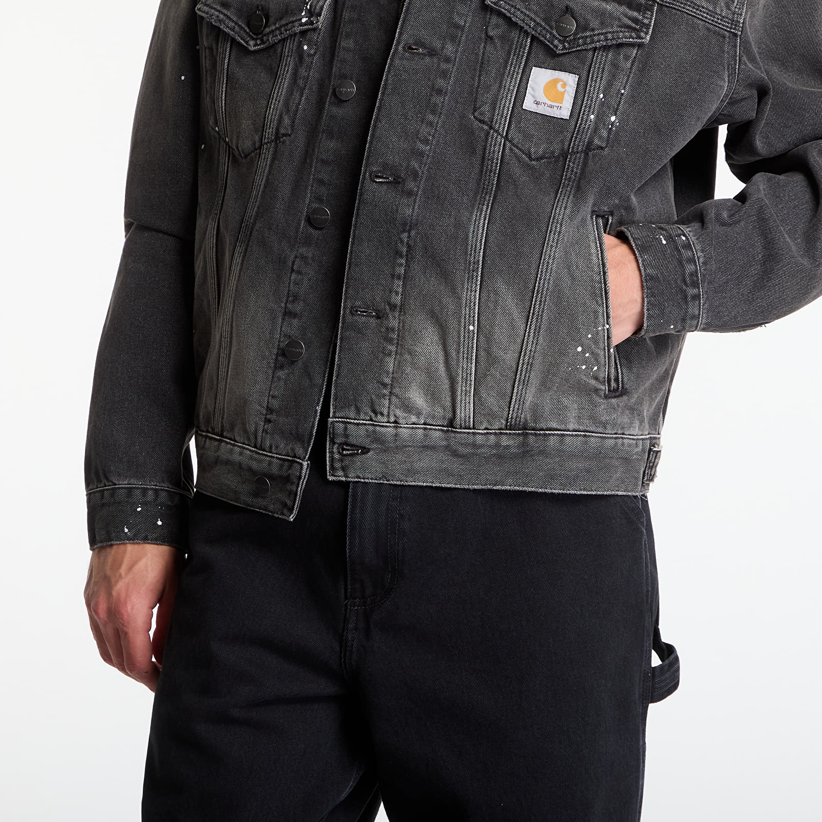 Vestes  Carhartt WIP Helston Jacket UNISEX Black Destroy Wash, Splatter