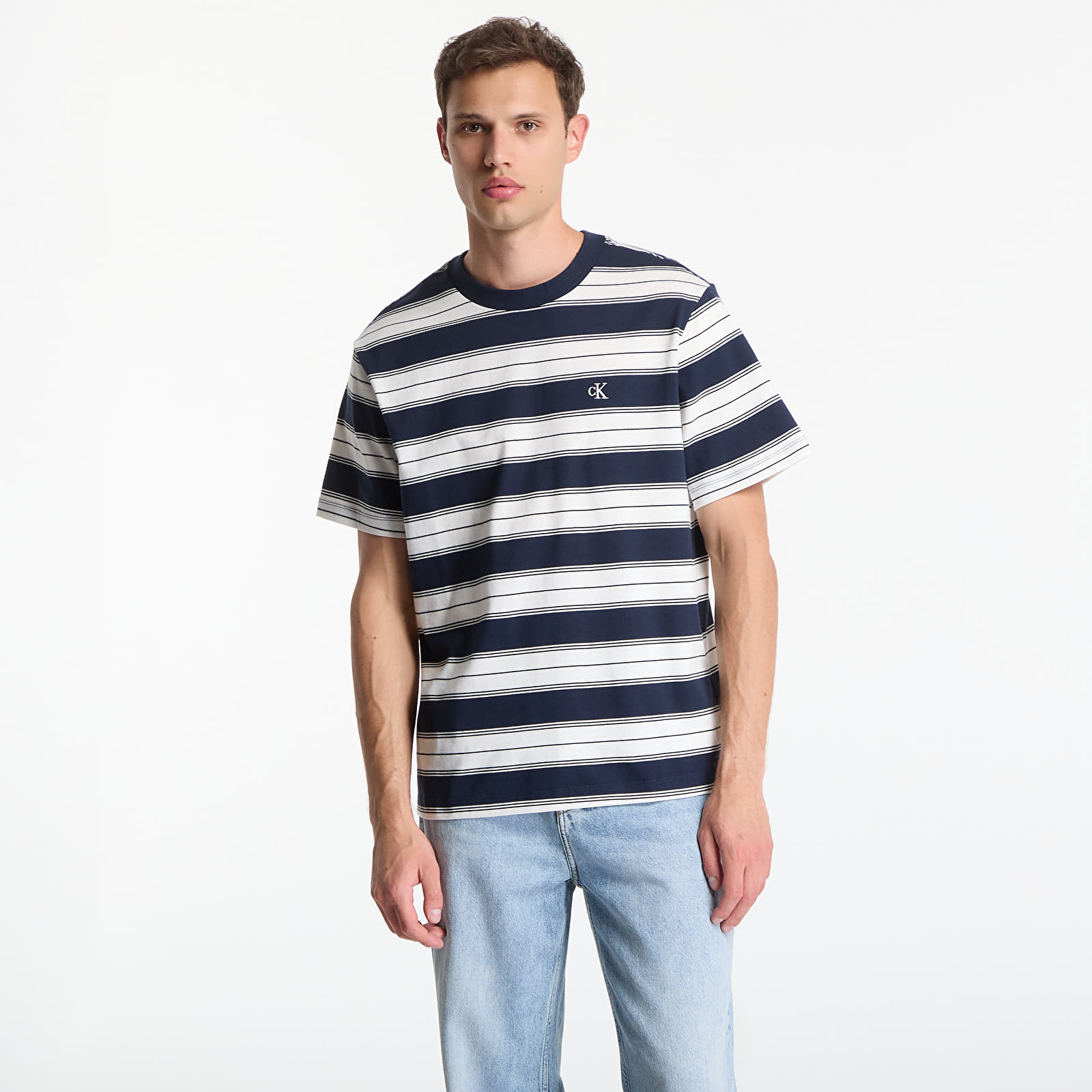 T-shirts  Calvin Klein Jeans Ss Easy 20S Jersey Stripe Crewneck Tee Dark Sapphire
