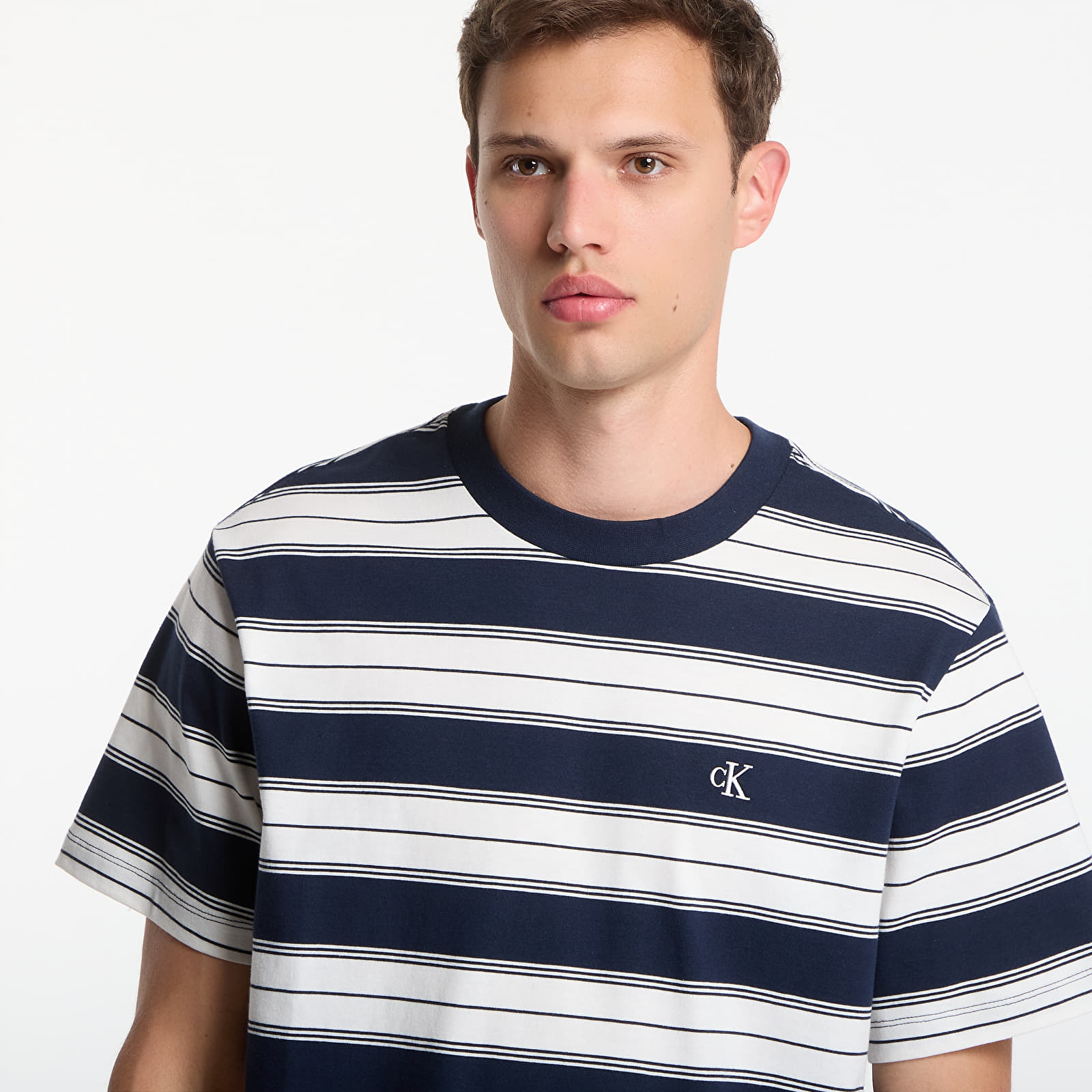 T-shirts  Calvin Klein Jeans Ss Easy 20S Jersey Stripe Crewneck Tee Dark Sapphire