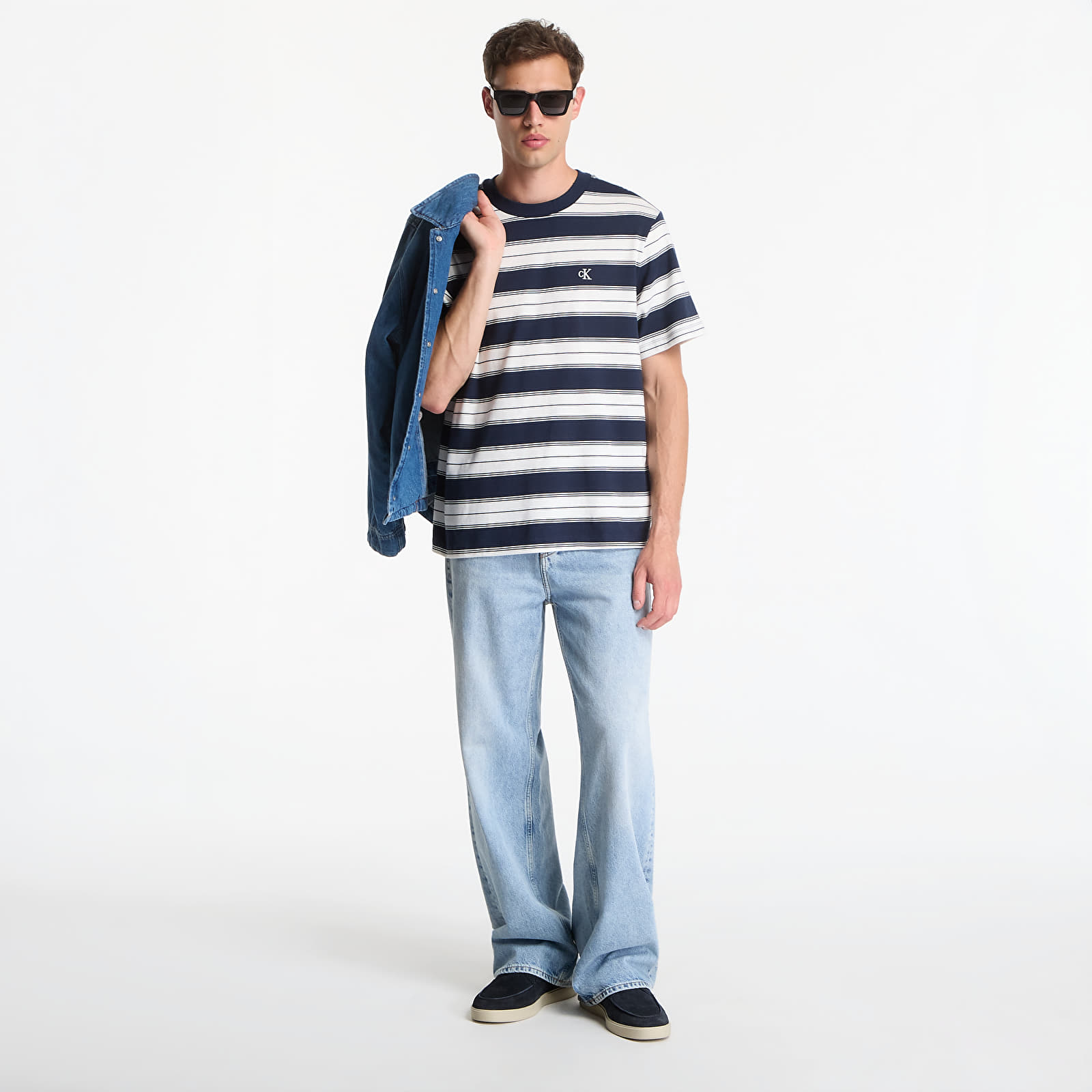T-shirts  Calvin Klein Jeans Ss Easy 20S Jersey Stripe Crewneck Tee Dark Sapphire