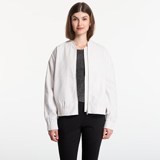 Calvin Klein Linen Bomber Jacket White Sand