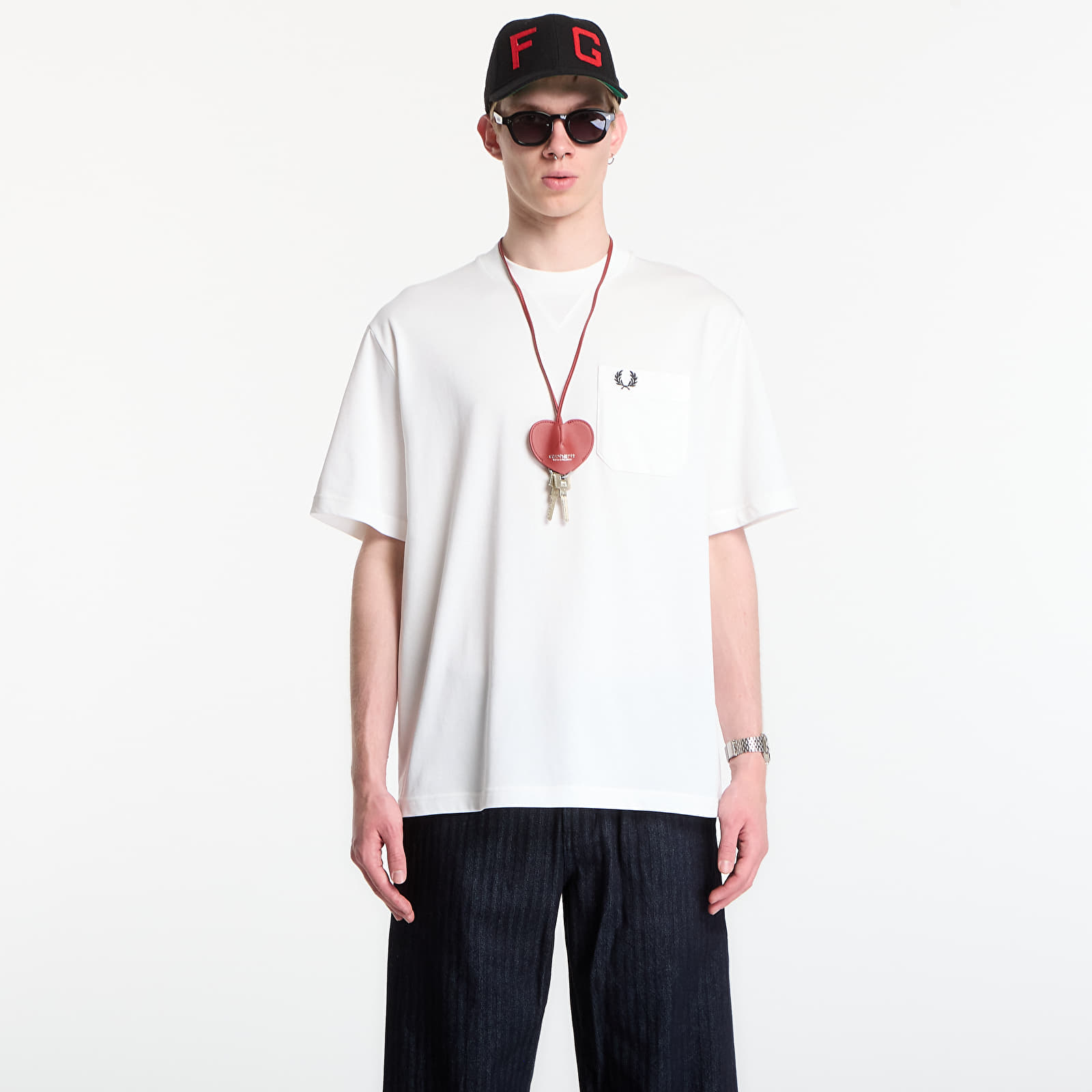 Vīriešu T-krekli Fred Perry Pocket Detail T-Shirt White