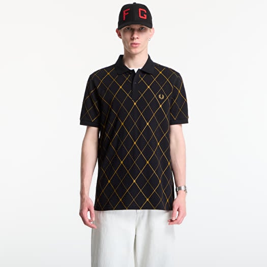 T-shirt Fred Perry Argyle Print Fred Perry Shirt Black