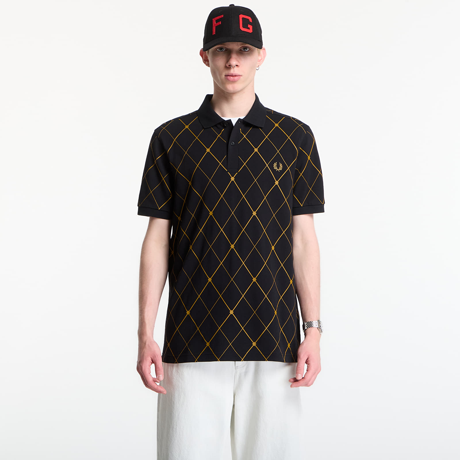 Men's T-shirts Fred Perry Argyle Print Fred Perry Shirt Black