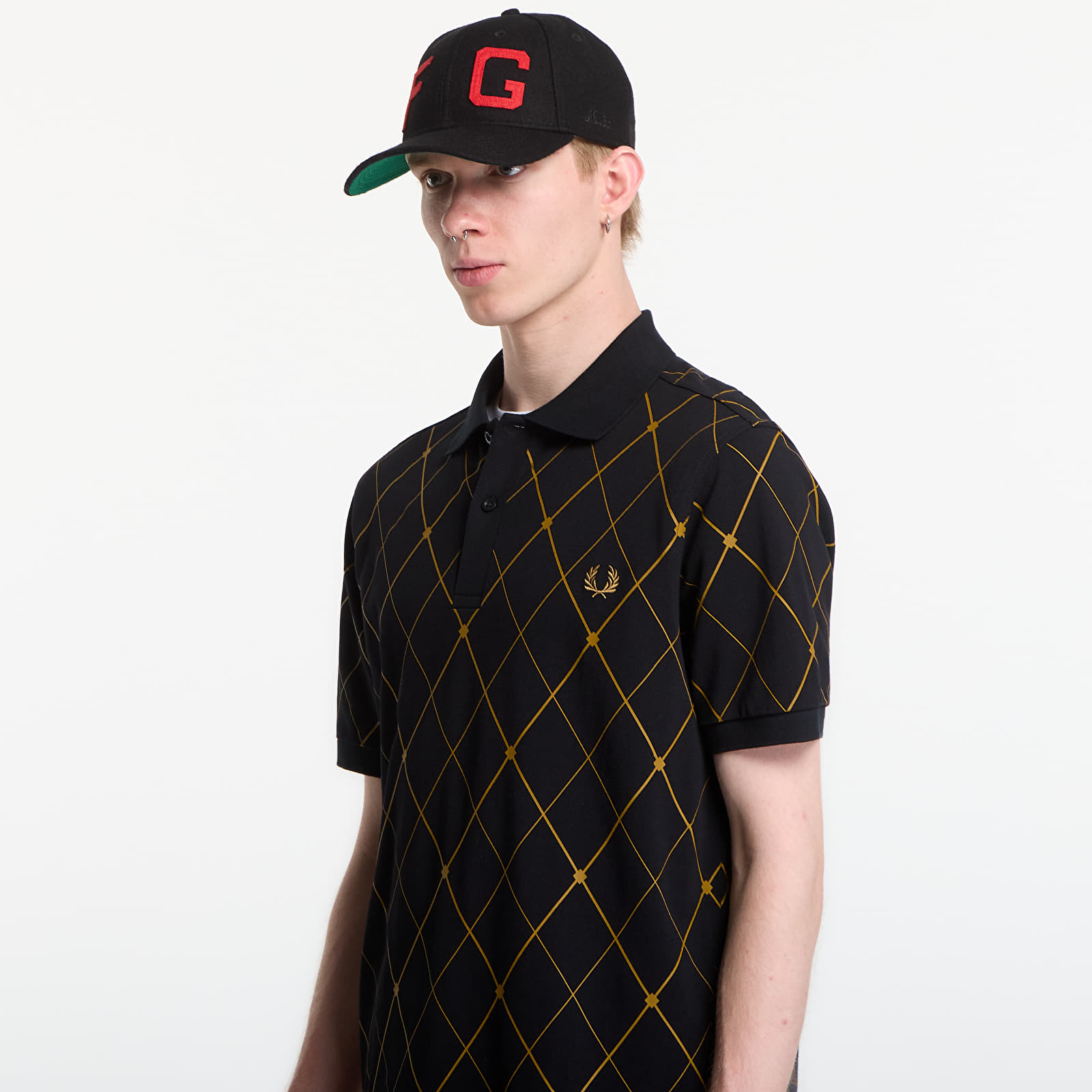 Men's T-shirts Fred Perry Argyle Print Fred Perry Shirt Black