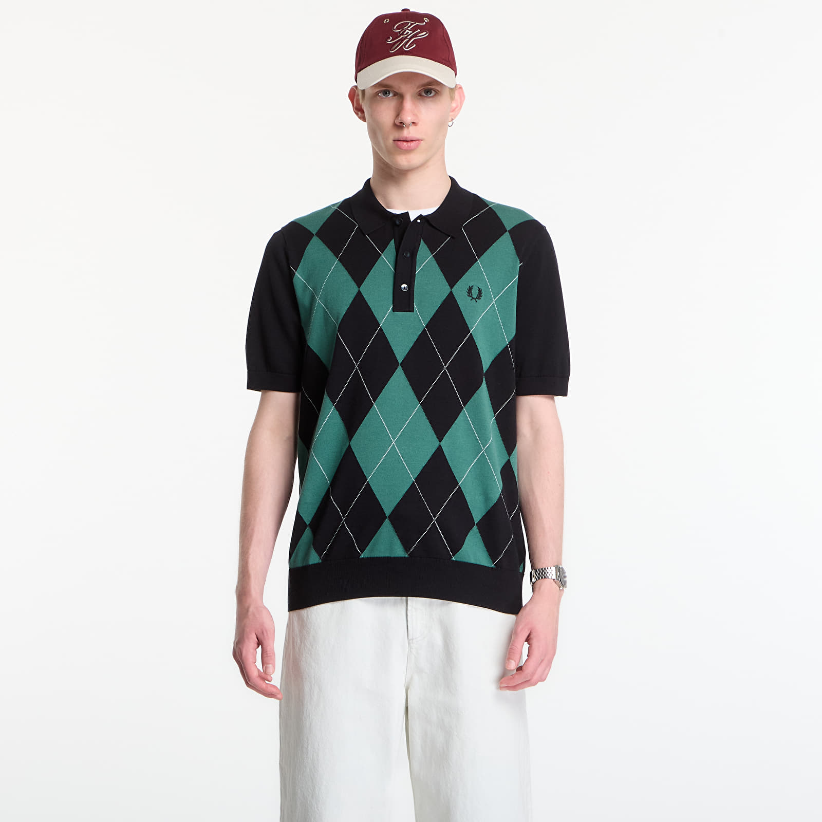 Men's T-shirts Fred Perry Argyle Knitted Shirt Black